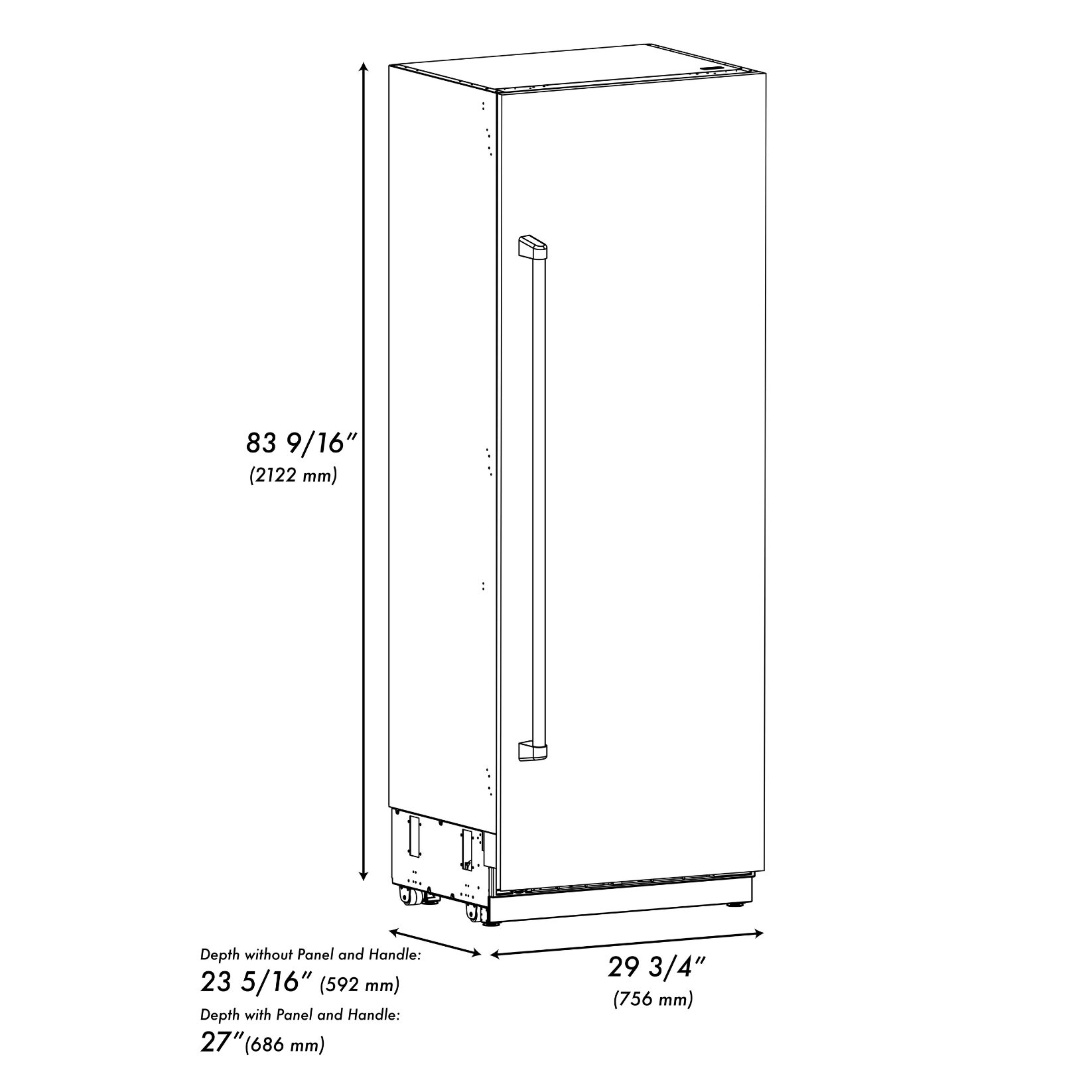 ZLINE 30 in. Column Refrigerator 16.7 cu. ft. Stainless Steel with Graphite Gray Interior (RCRV-304-30)