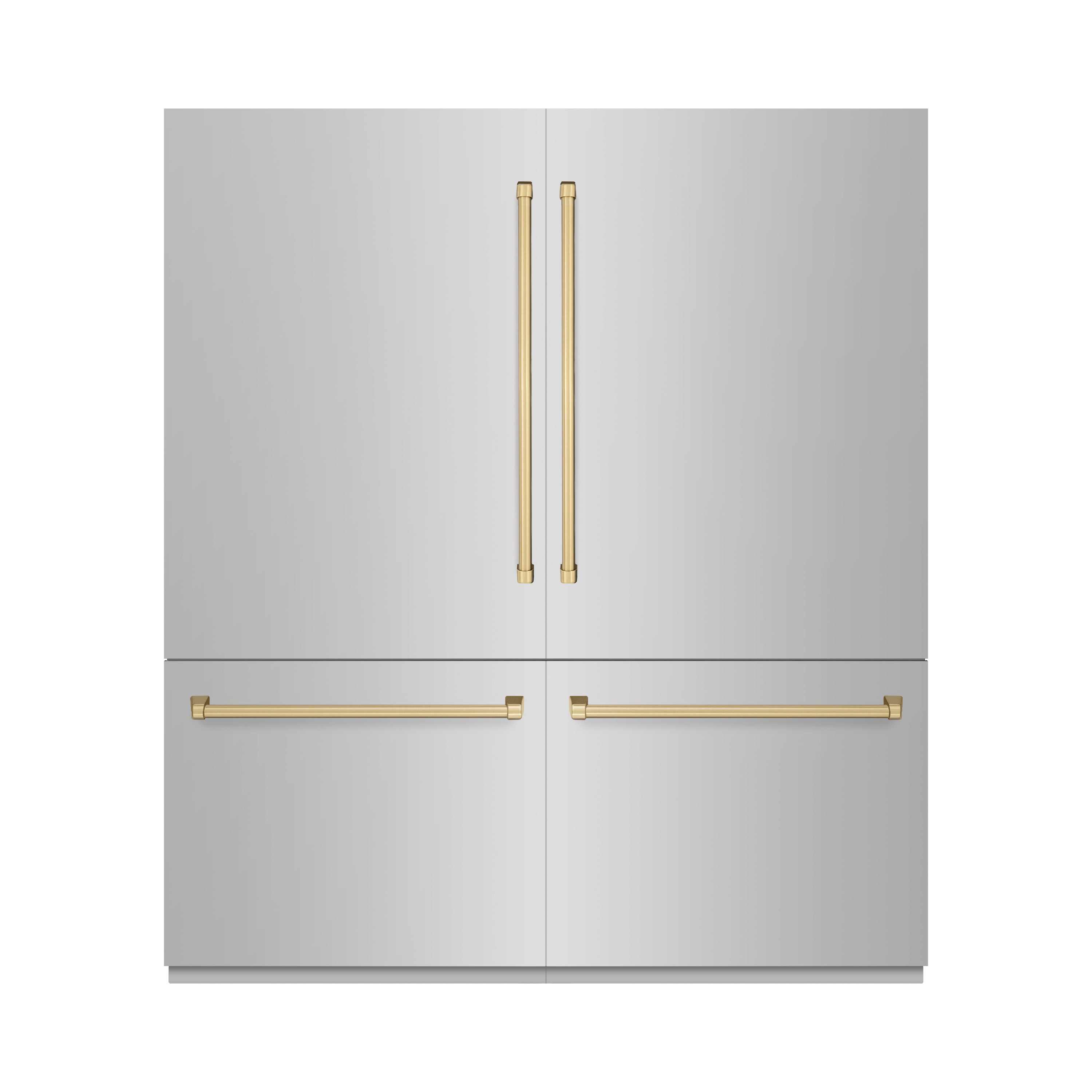 ZLINE 72 in. French Door Built-In Bottom Freezer Refrigerator 39.6 Cu. Ft. Water Dispensers Ice Makers Stainless Steel Graphite Gray Interior Champagne Bronze Accents (GRBITZ-304-72CB)