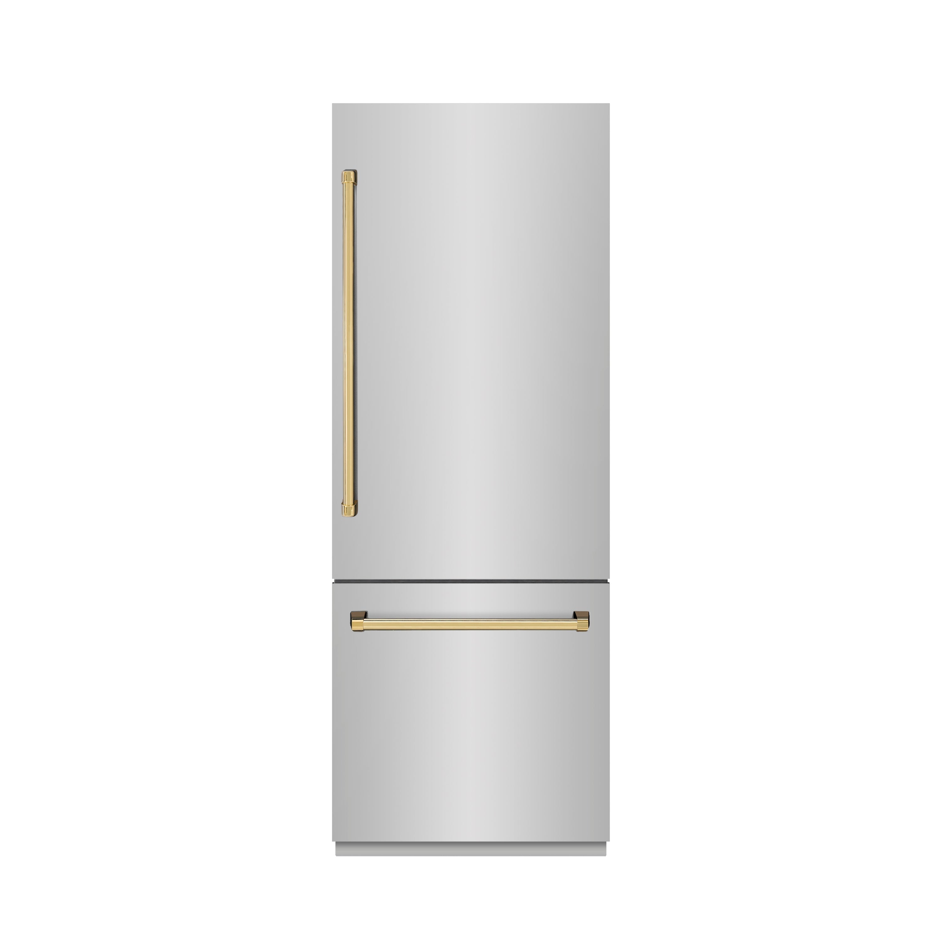 ZLINE 30 in. Built-In Bottom Freezer Refrigerator 16.1 Cu. Ft. with Water Dispenser, Ice Maker, Stainless Steel, Polished Gold Accents (GRBIVZ-304-30G)