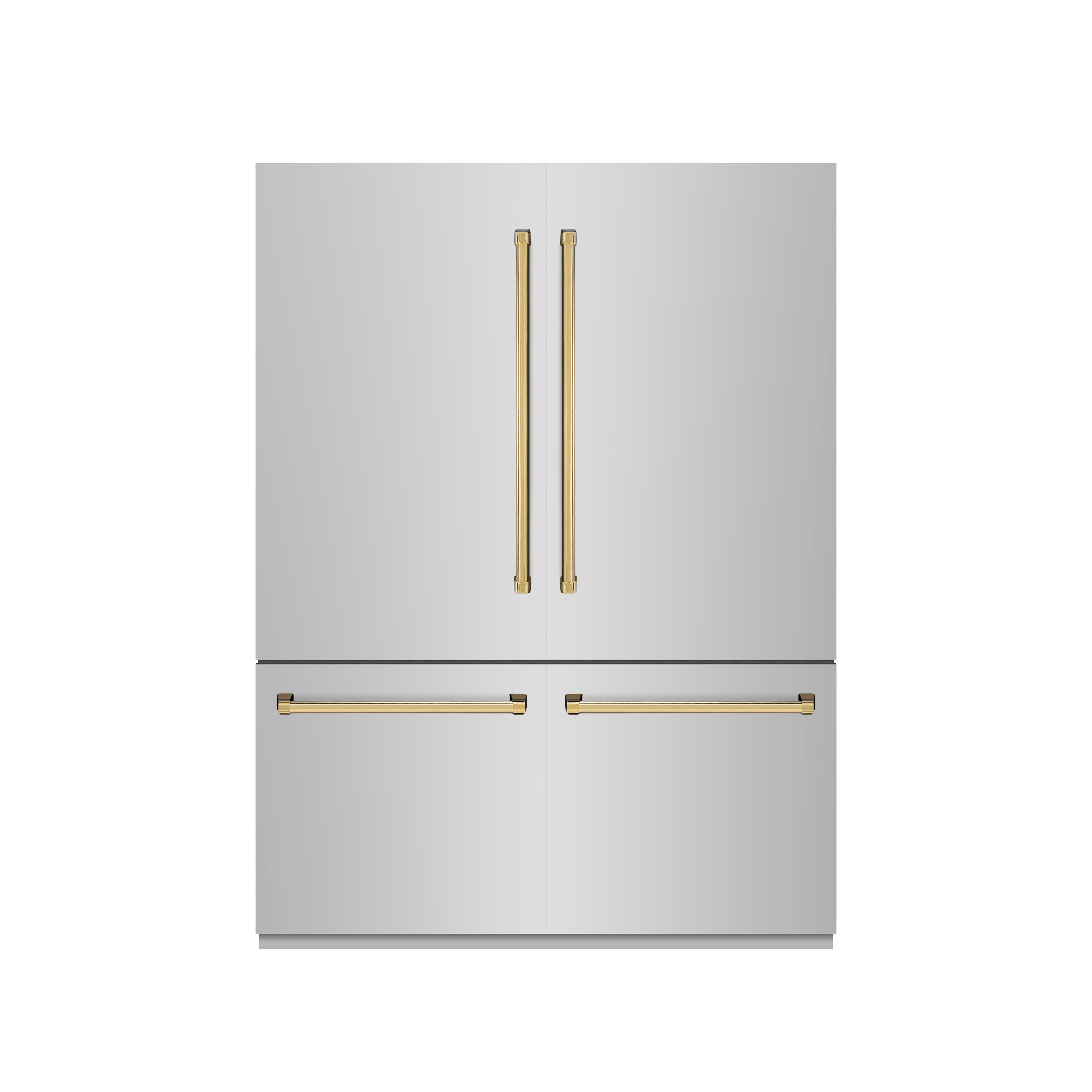 ZLINE 60 in Built-In French Door Bottom Freezer Refrigerator 32.2 cu. ft. Water Dispenser Ice Maker Stainless Steel Graphite Gray Interior Polished Gold Accents (GRBIVZ-304-60G)