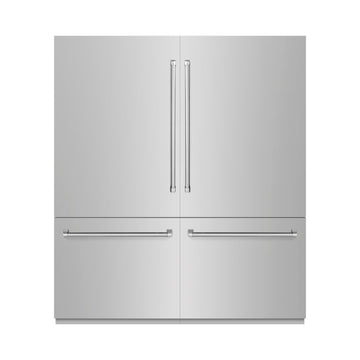 ZLINE 72 in. French Door Built-In Bottom Freezer Refrigerator 39.6 Cu. Ft. with Water Dispensers and Ice Makers Stainless Steel (RBIT-304-72)
