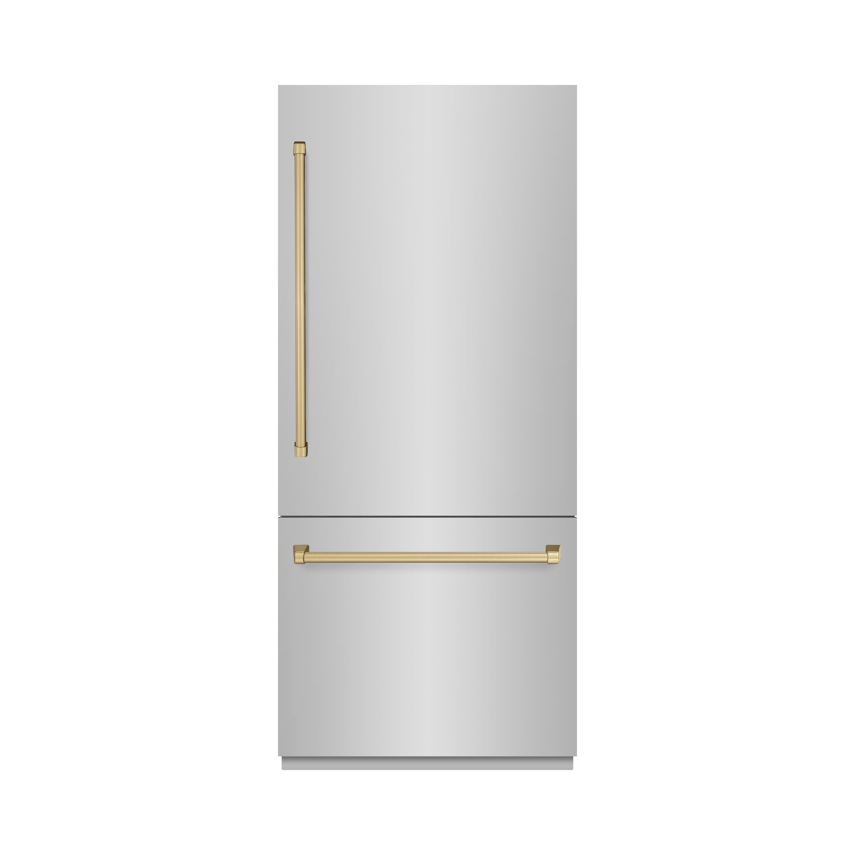 ZLINE 36 in Built-In Bottom Freezer Refrigerator 19.8 cu. ft. Water Dispenser Ice Maker Stainless Steel Champagne Bronze Accents (RBITZ-304-36CB)