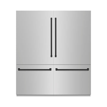 ZLINE 72 Inch French Door Built-In Bottom Freezer Refrigerator 39.6 Cu. Ft. with Water Dispensers, Ice Makers, Matte Black Accents (RBITZ-304-72MB)
