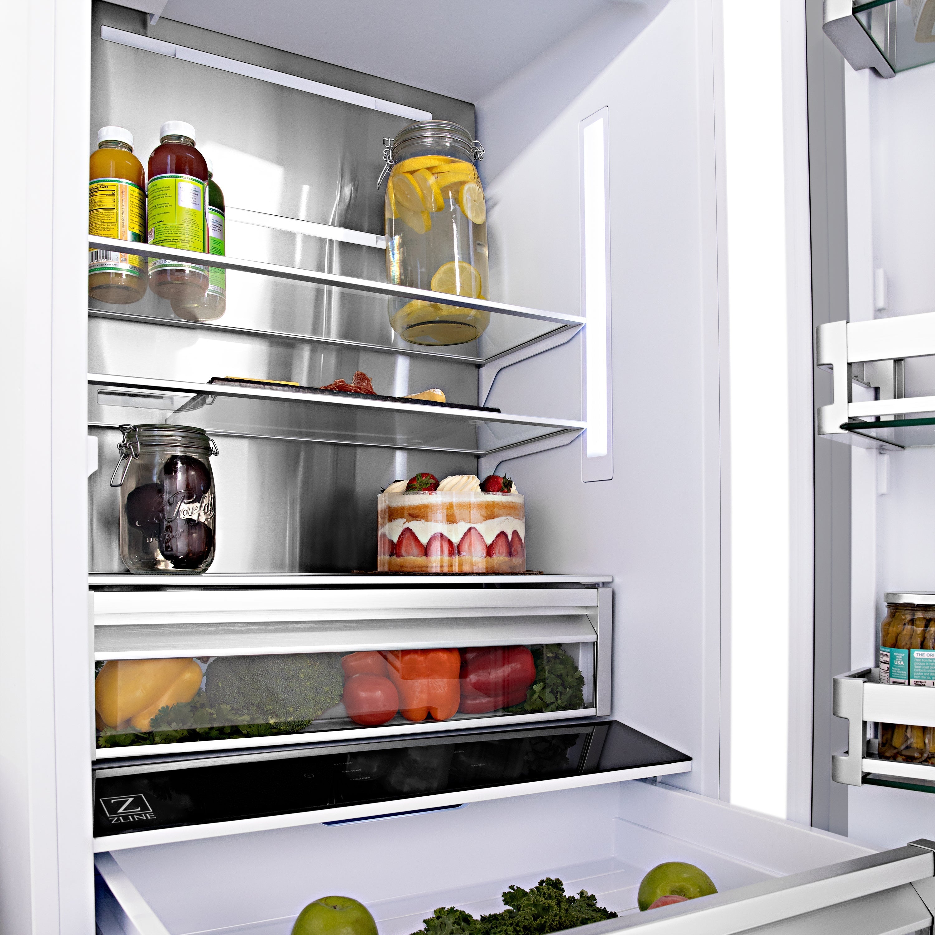 ZLINE 36 in Built-In French Door Refrigerator 19.6 cu. ft Capacity Internal Water & Ice Dispenser White Matte with Gold Accents (RBIVZ-WM-36-G)