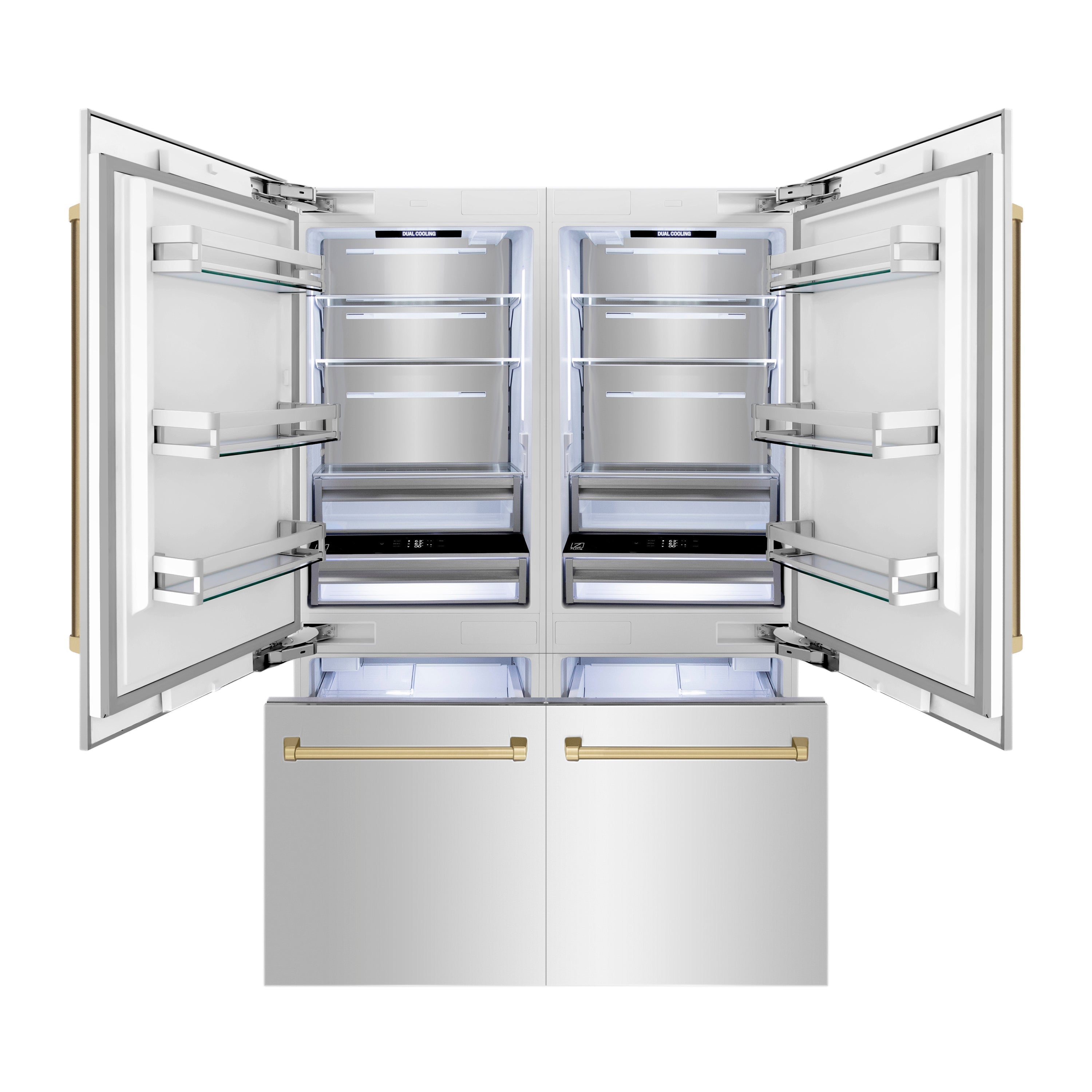 ZLINE 60 in. Built-In Refrigerator 32.2 cu. ft. Internal Water & Ice Dispenser Stainless Steel Bronze Accents (RBIVZ-304-60-CB)