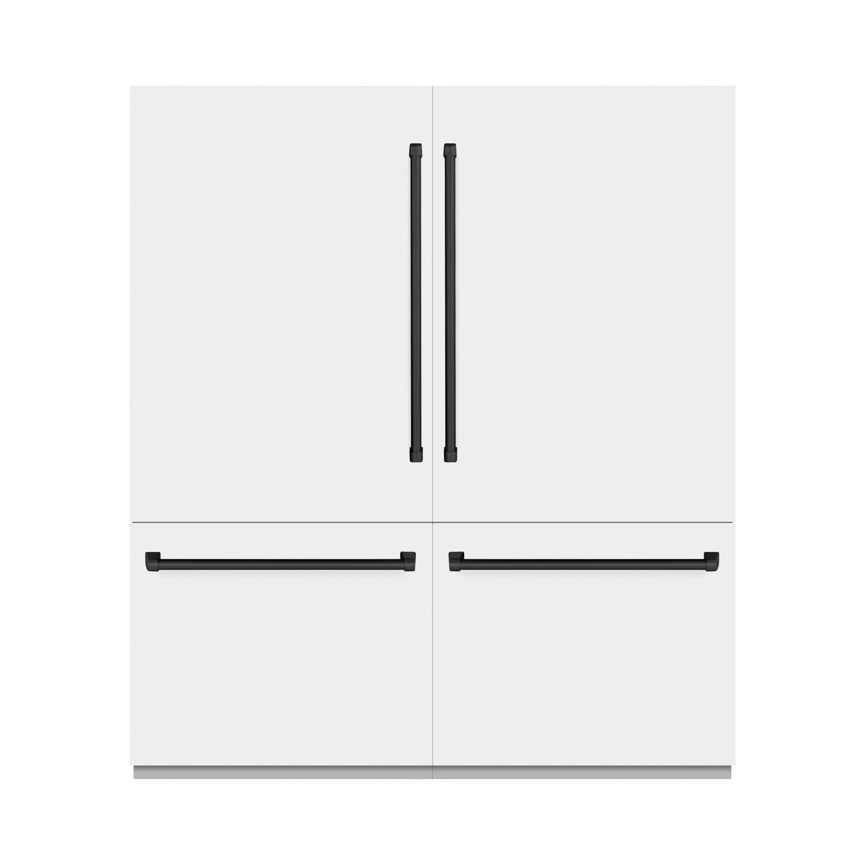 ZLINE 72 in. French Door Built-In Bottom Freezer Refrigerator 39.6 cu. ft. Water Dispensers, Ice Makers, White Matte, Matte Black Accents (GRBITZ-WM-72-MB)