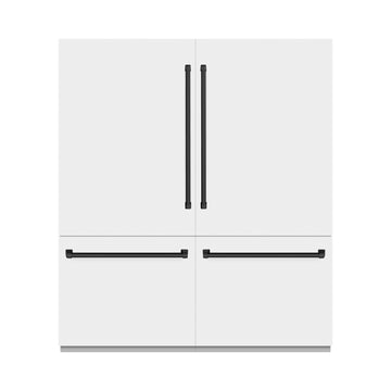 ZLINE 72 in. French Door Built-In Bottom Freezer Refrigerator 39.6 cu. ft. Water Dispensers, Ice Makers, White Matte, Matte Black Accents (GRBITZ-WM-72-MB)