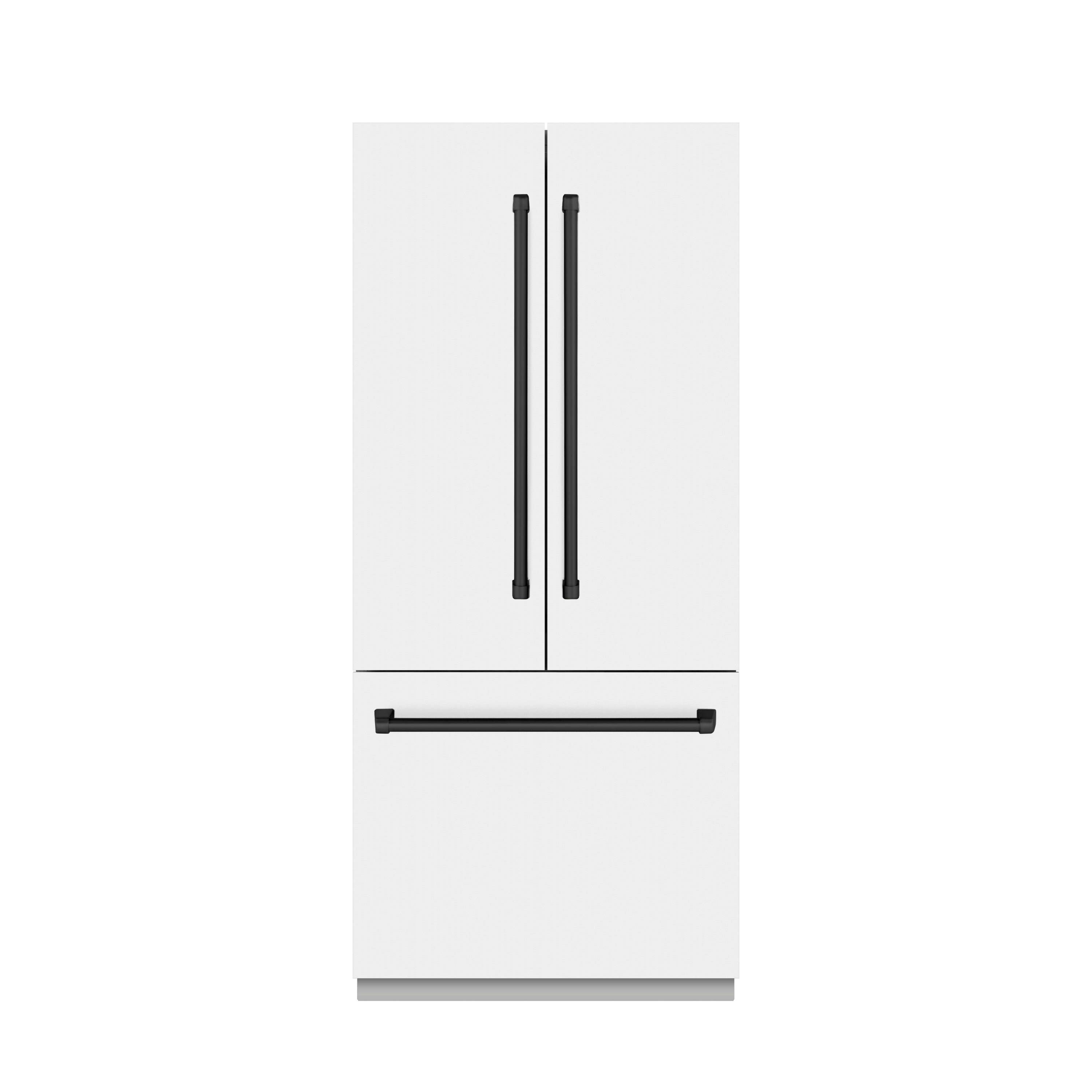ZLINE 36-Inch Built-In French Door Refrigerator 19.6 Cu. Ft. Bottom Freezer Water Dispenser Ice Maker White Matte Matte Black Accents (GRBIVZ-WM-36-MB)