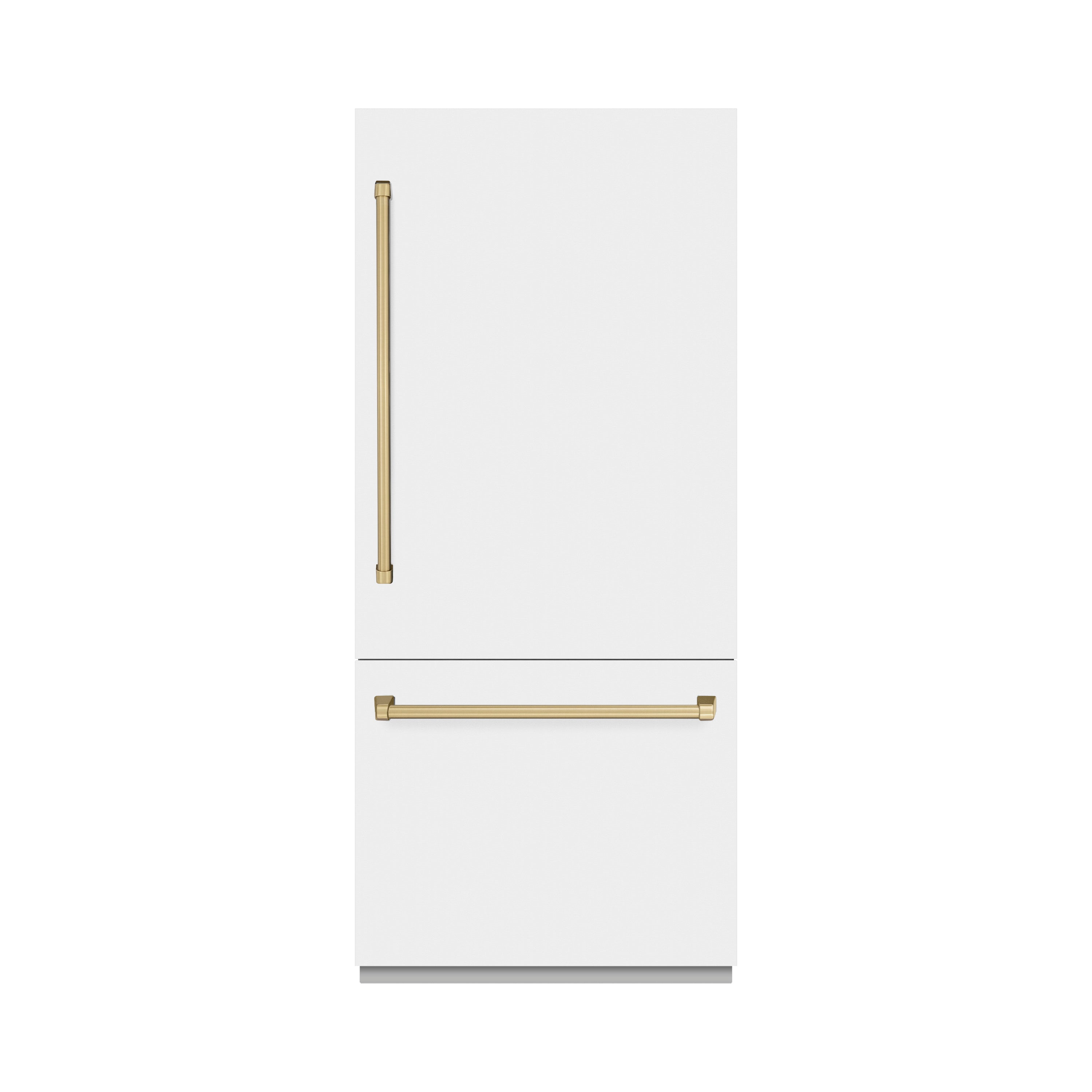 ZLINE 36 in. Built-In Bottom Freezer Refrigerator 19.8 cu. ft. Water Dispenser Ice Maker White Matte Champagne Bronze (RBITZ-WM-36-CB)