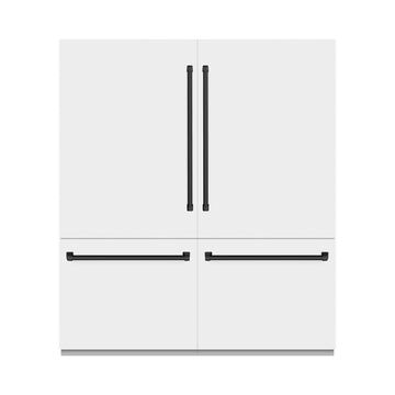 ZLINE 72 in. French Door Built-In Bottom Freezer Refrigerator 39.6 Cu. Ft. White Matte with Water Dispensers, Ice Makers, Matte Black Accents (RBITZ-WM-72-MB)