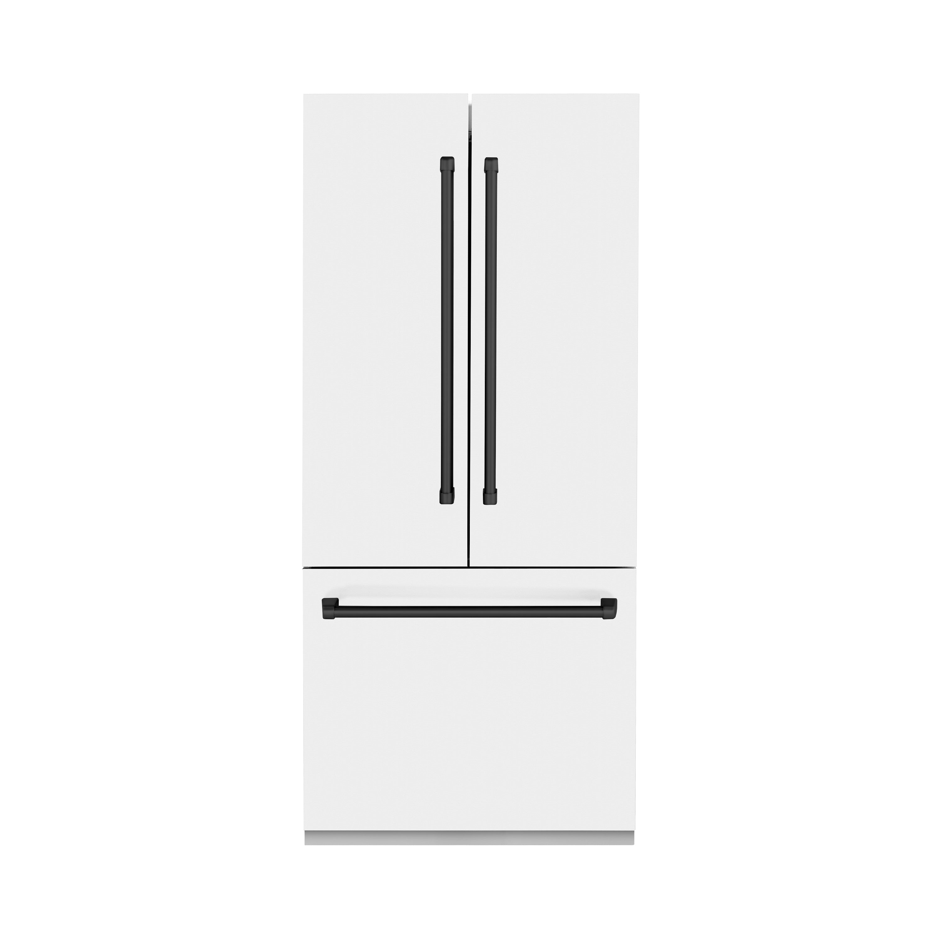 ZLINE 36 Inch Built-In French Door Refrigerator 19.6 Cu. Ft. Internal Water & Ice Dispenser White Matte Black Accents (RBIVZ-WM-36-MB)