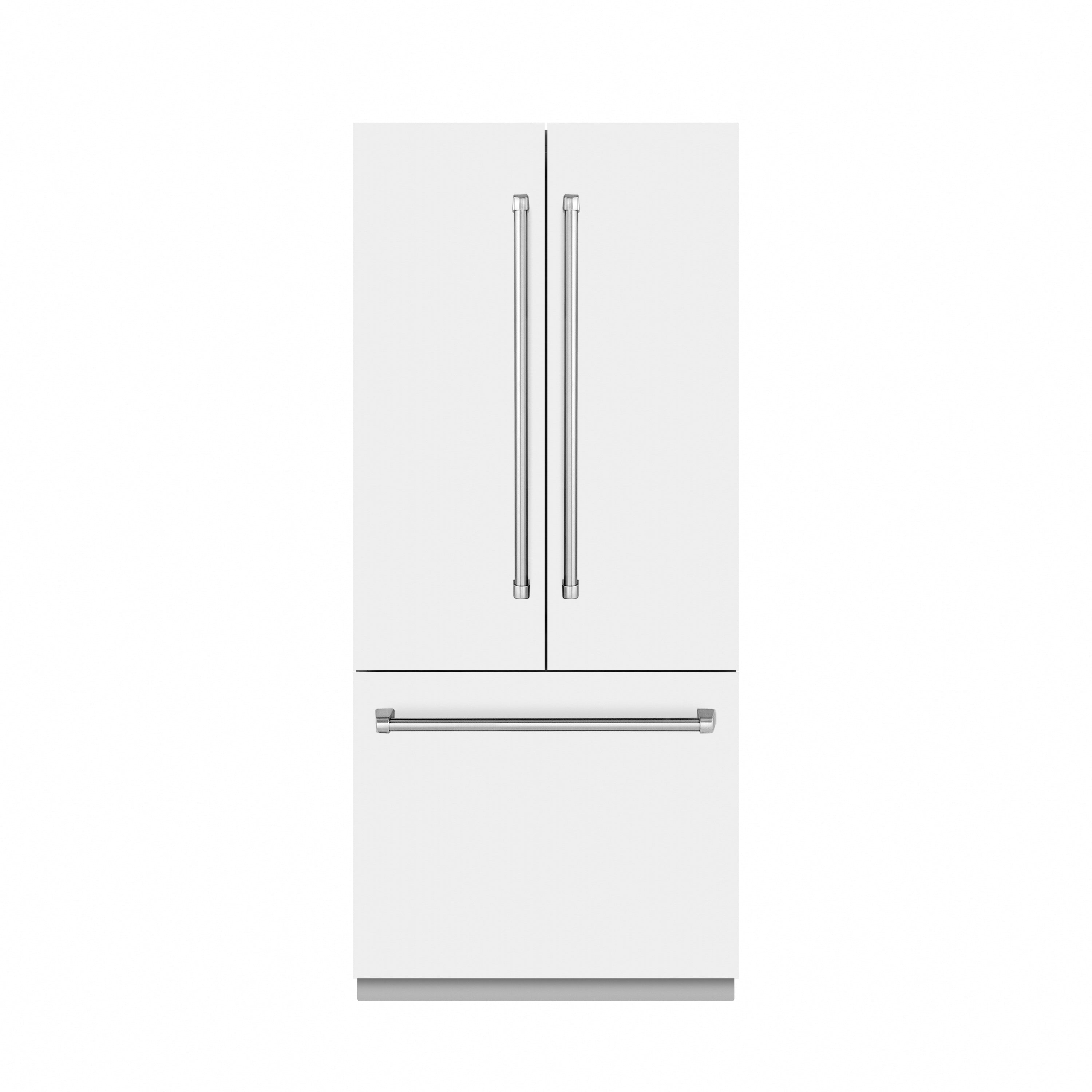 ZLINE 36 in. French Door Built-In Bottom Freezer Refrigerator 19.6 Cu. Ft. with Water Dispenser, Ice Maker, White Matte Finish, Stainless Steel Interior (SRBIV-WM-36)