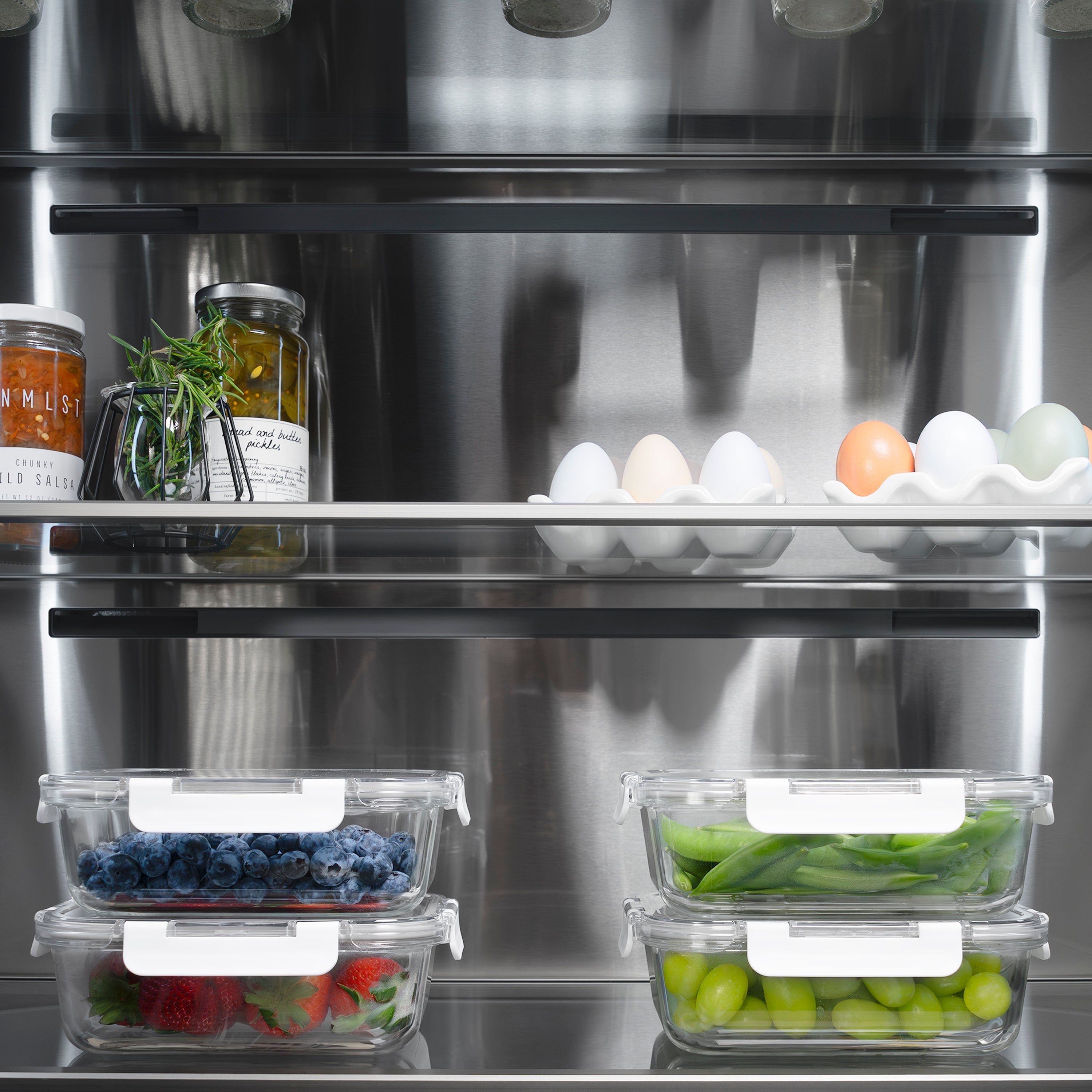 ZLINE 36 in. French Door Built-In Bottom Freezer Refrigerator 19.6 Cu. Ft. Water Dispenser Ice Maker White Matte Stainless Steel Interior Champagne Bronze Accents (SRBIVZ-WM-36-CB)