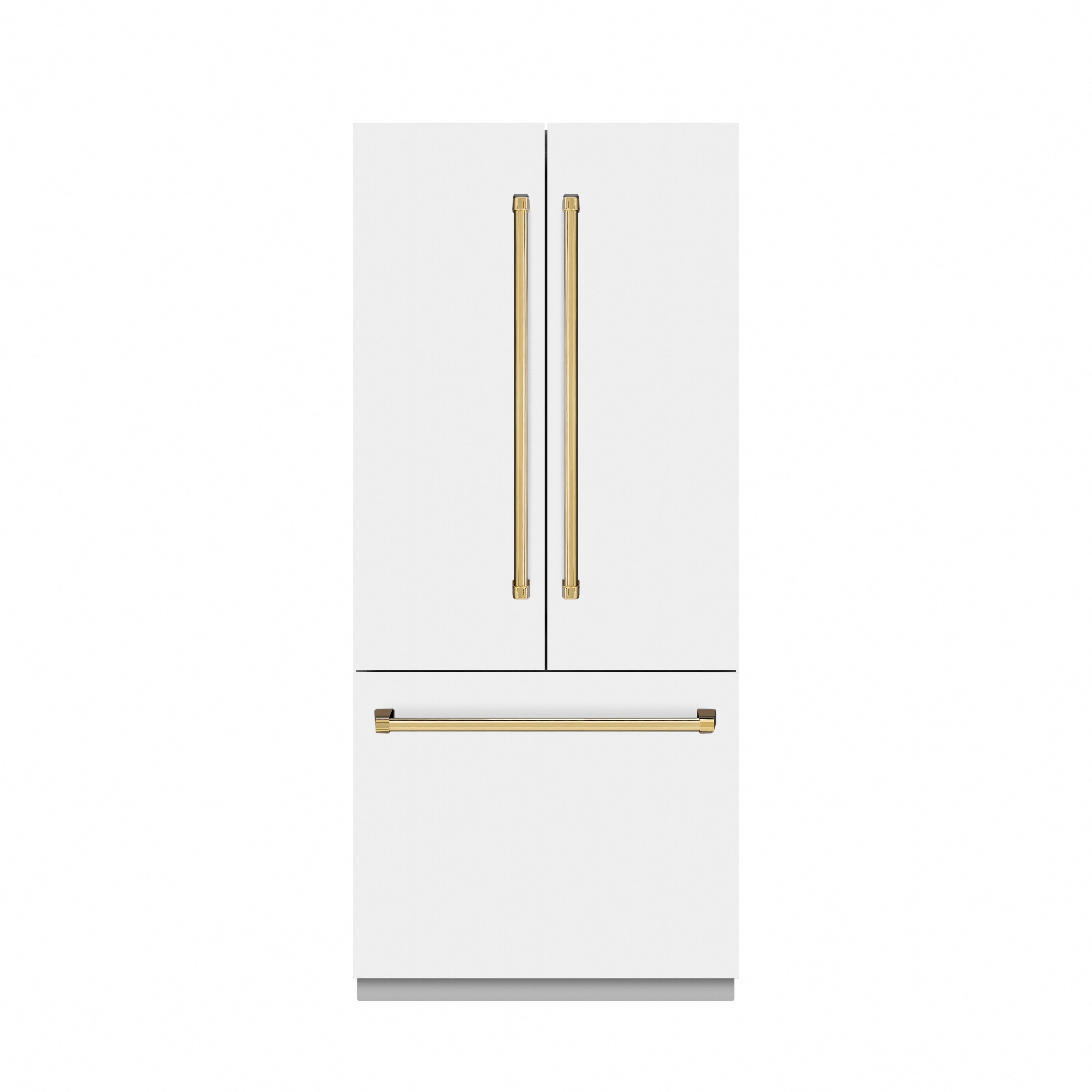 ZLINE 36 in. French Door Built-In Bottom Freezer Refrigerator, 19.6 cu. ft., White Matte, Water Dispenser, Ice Maker, Stainless Steel Interior (SRBIVZ-WM-36-G)