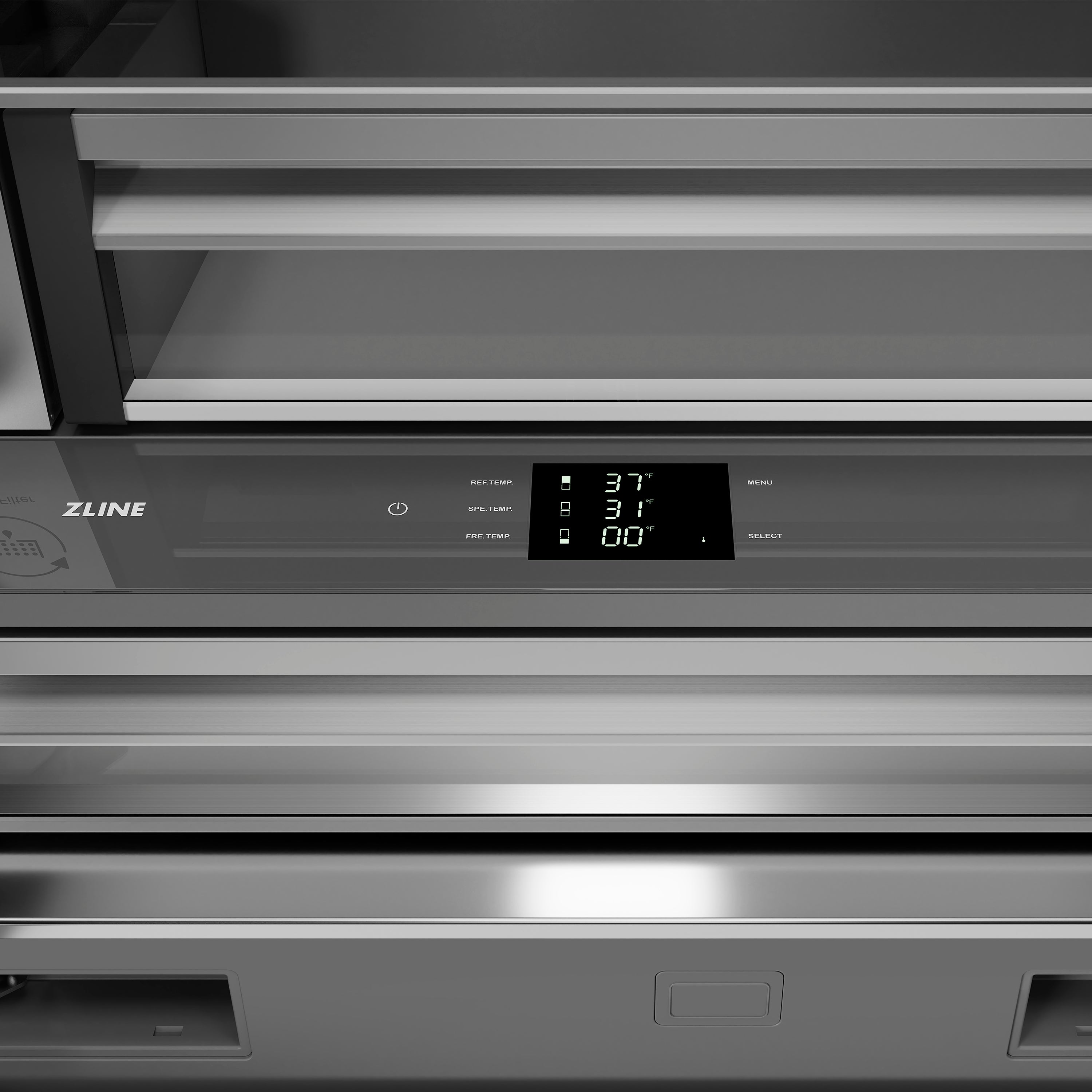 ZLINE 36 in. French Door Built-In Bottom Freezer Refrigerator 19.6 Cu. Ft. Water Dispenser Ice Maker White Matte Stainless Steel Interior Matte Black Accents (SRBIVZ-WM-36-MB)