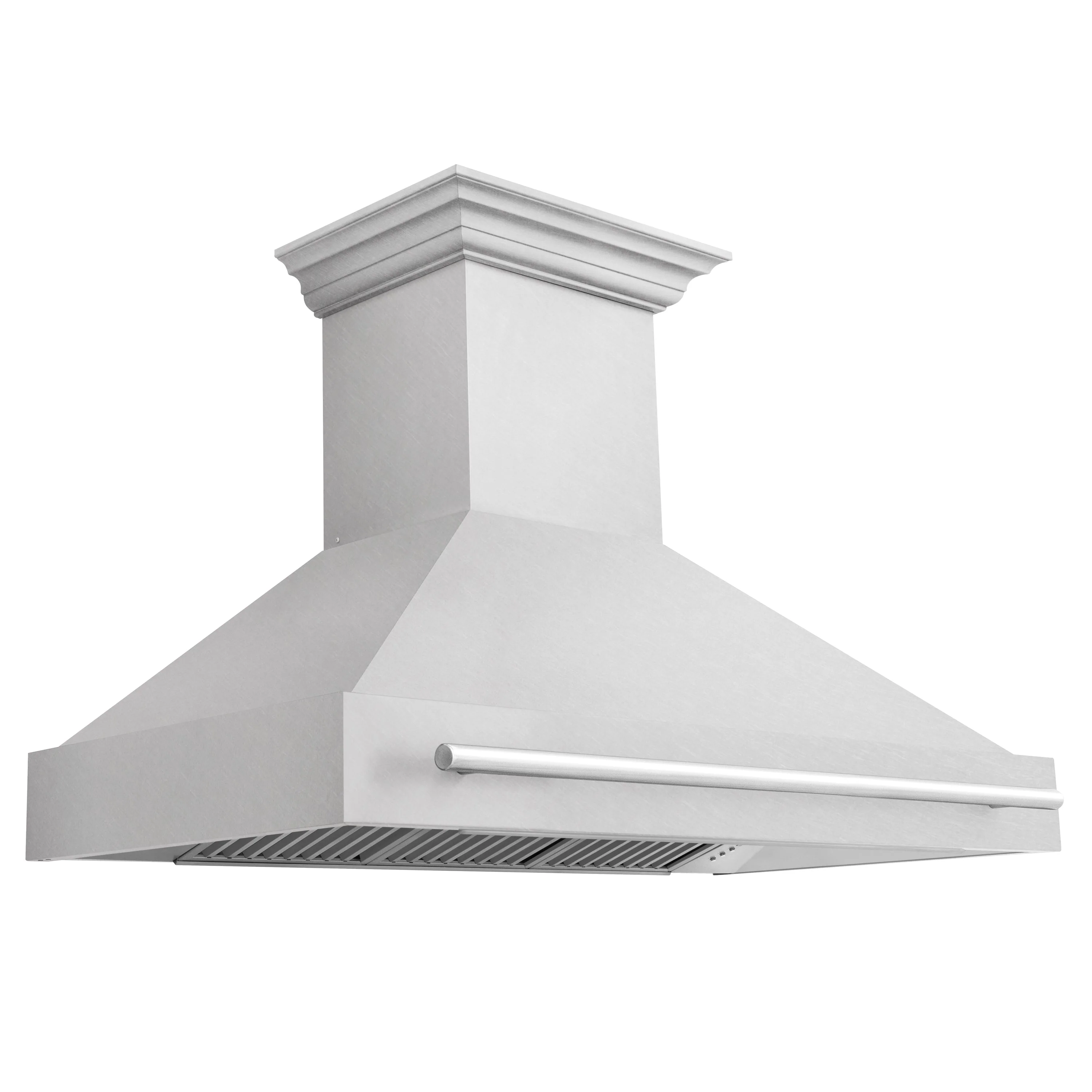 ZLINE 48 in. Wall Mount Range Hood – Satin Stainless Steel – 4-Speed Fan – 400 CFM – Stainless Steel Handle (8654SNX-48)