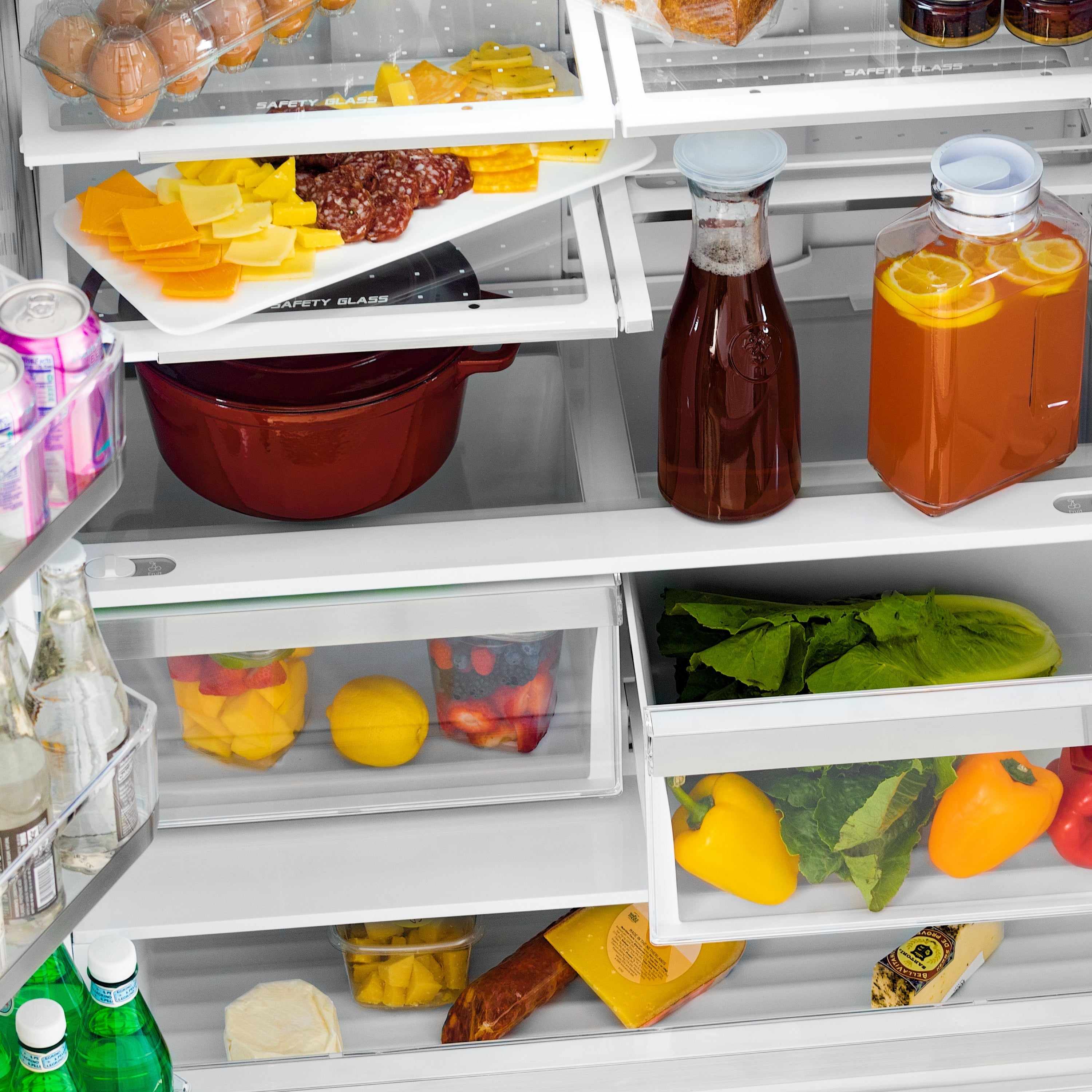 ZLINE 36 in. French Door Refrigerator 22.5 cu. ft. Counter-Depth, Ice Maker, Fingerprint-Resistant Black Stainless Steel, Polished Gold Helix Handles (RFMZ-36-BS-KG)