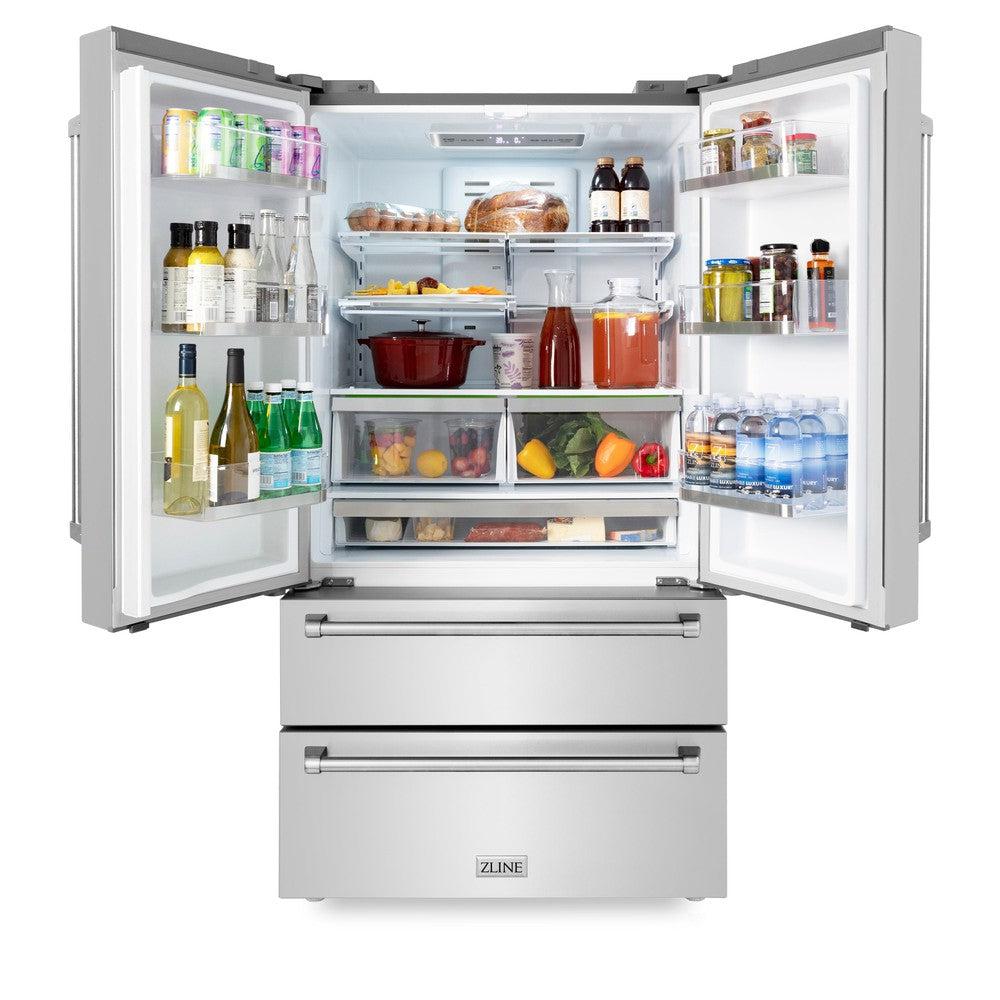 ZLINE 36" 4-Door French Door Refrigerator 22.5 Cu. Ft Capacity Ice Maker Fingerprint Resistant Stainless Steel (RFM-36)