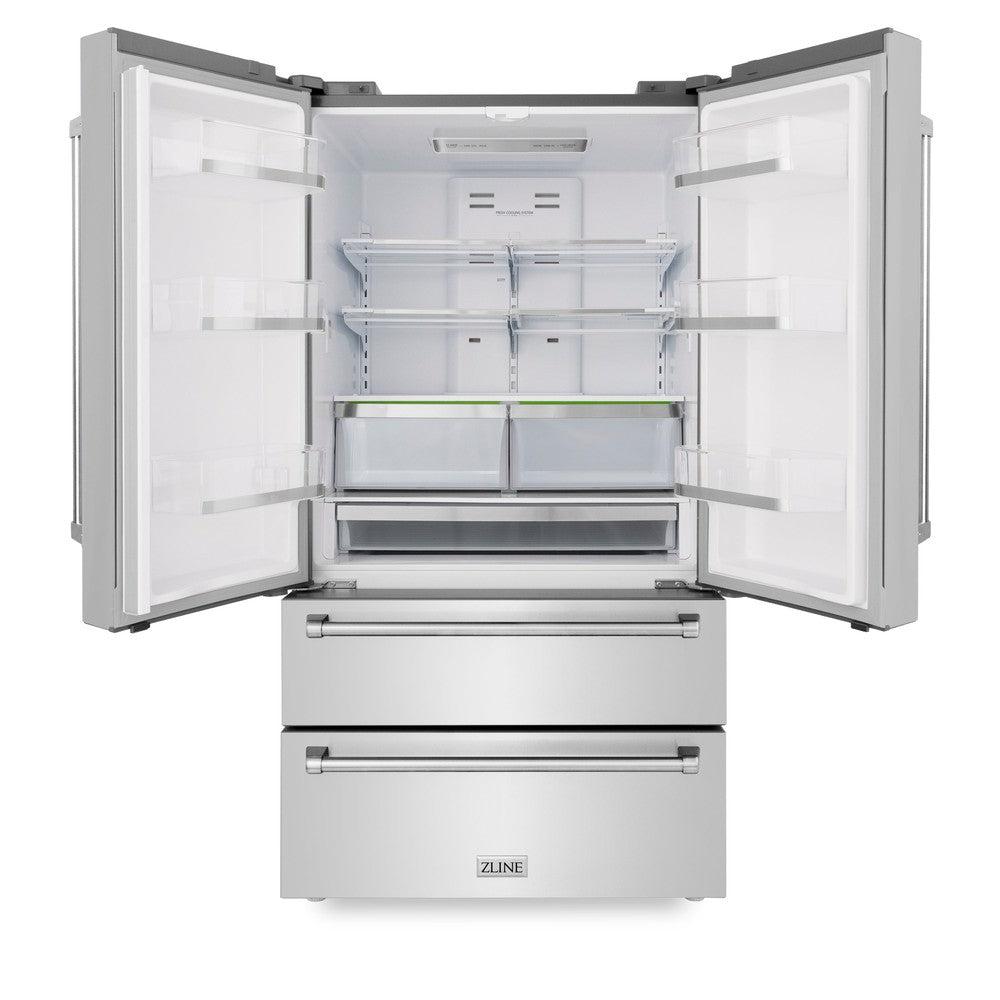 ZLINE 36" 4-Door French Door Refrigerator 22.5 Cu. Ft Capacity Ice Maker Fingerprint Resistant Stainless Steel (RFM-36)
