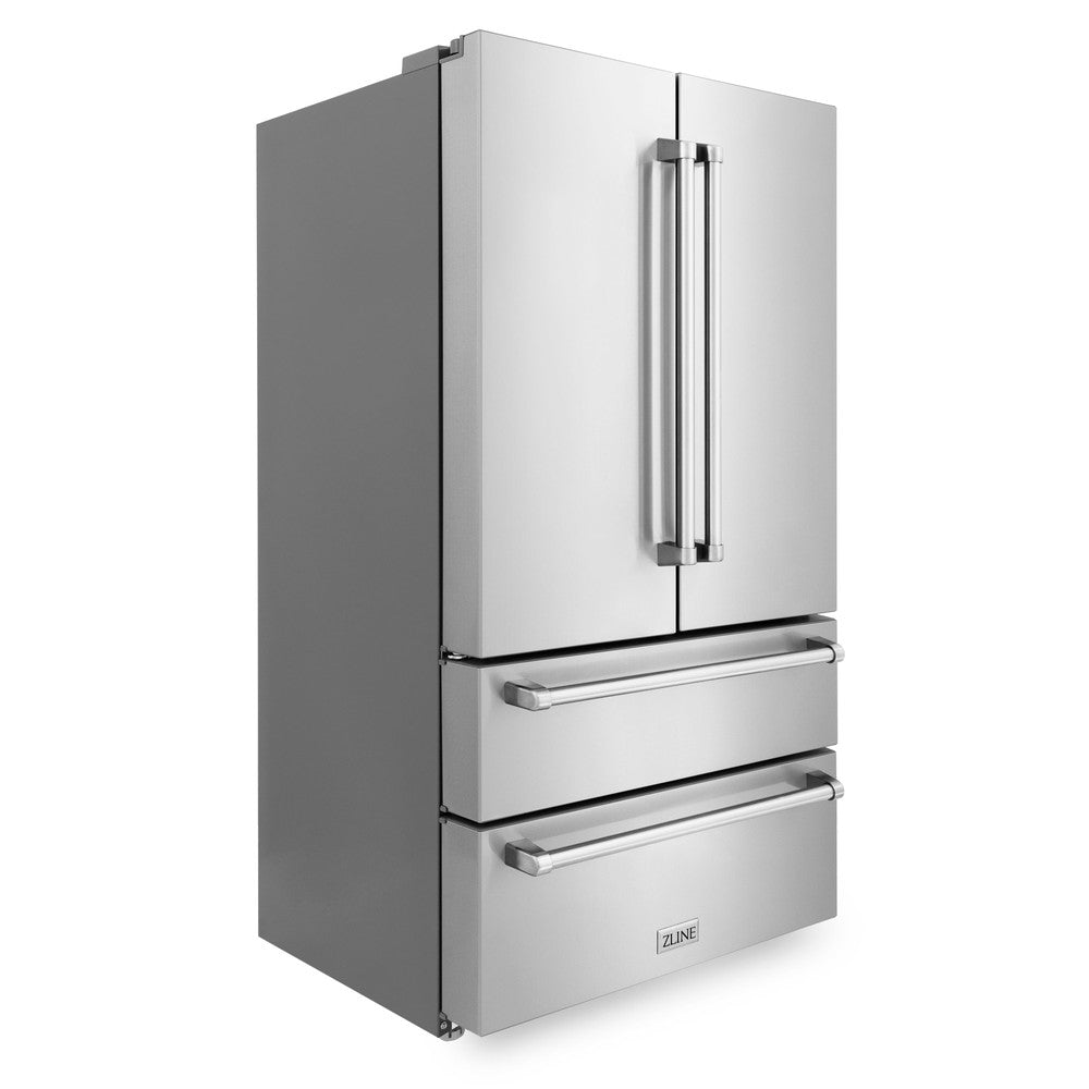 ZLINE 36" 4-Door French Door Refrigerator 22.5 Cu. Ft Capacity Ice Maker Fingerprint Resistant Stainless Steel (RFM-36)