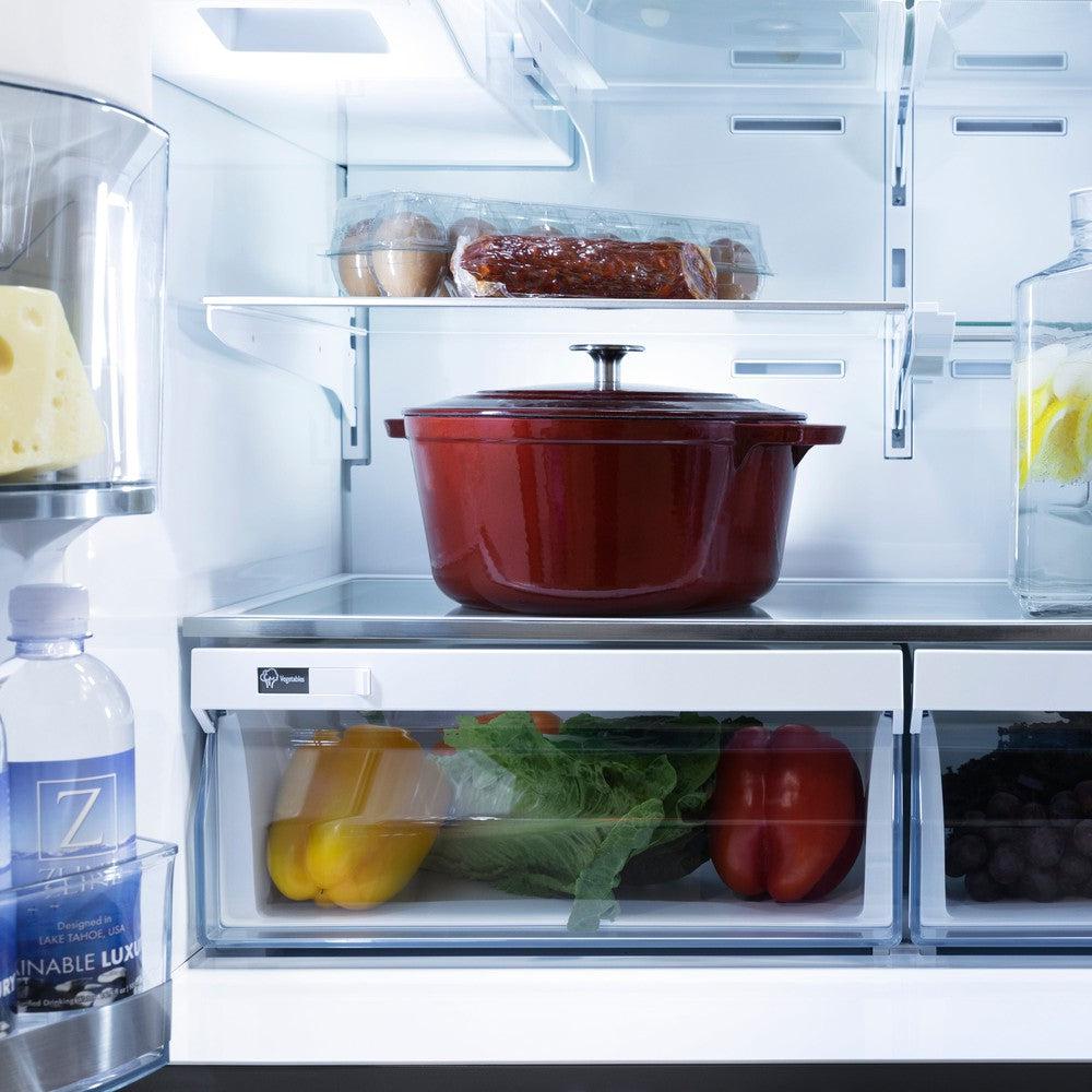 ZLINE 36 in French Door Refrigerator 22.5 cu. ft Water Dispenser Ice Maker Fingerprint Resistant Black Stainless Steel (RFM-W-36-BS)