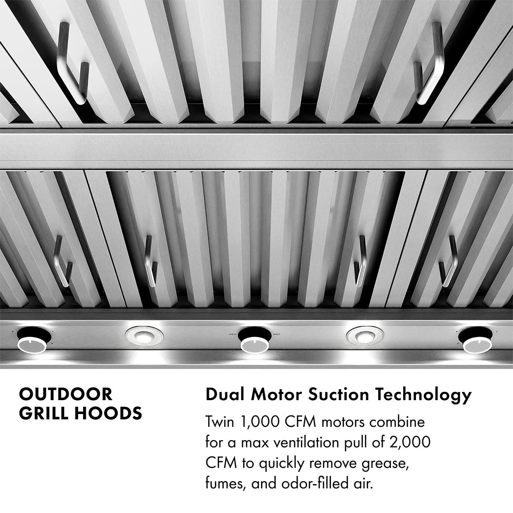 ZLINE 48 in. Island Mount Outdoor Grill Hood, 2,000 CFM (GOi2-48)