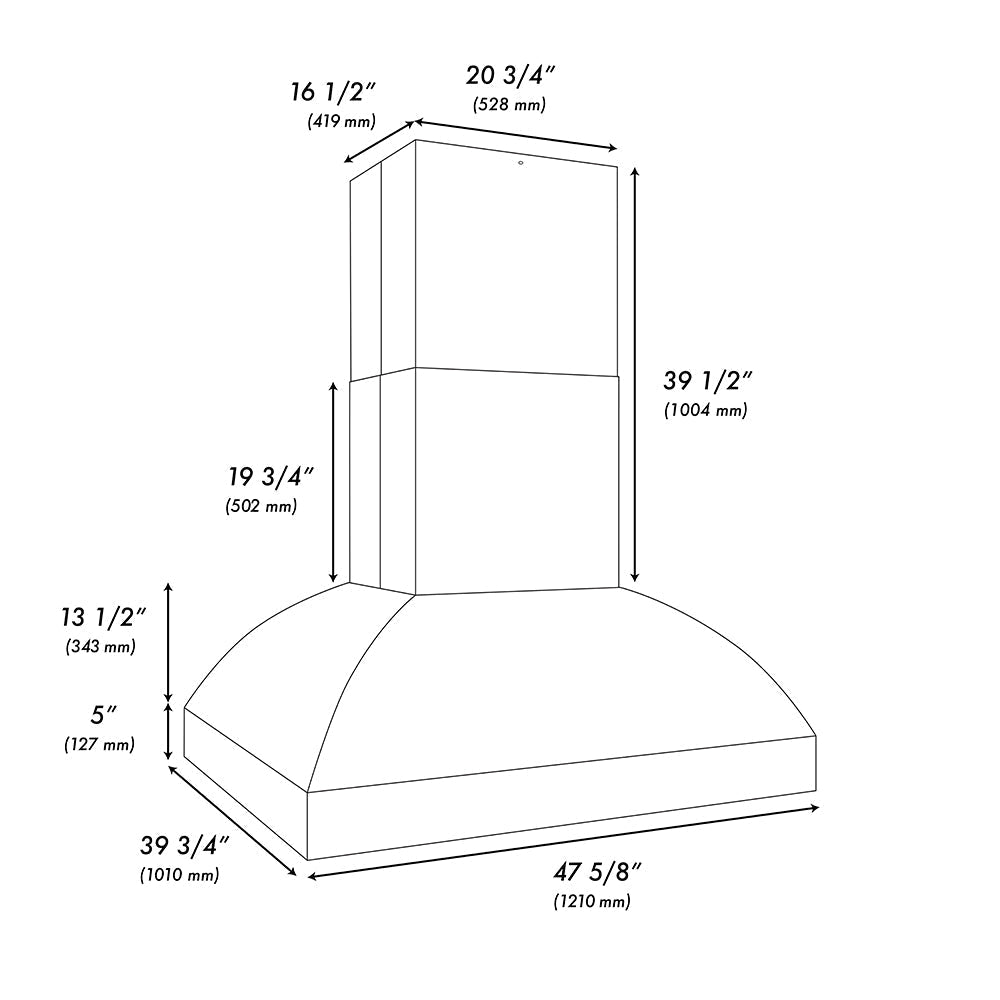 ZLINE 48 in. Island Mount Outdoor Grill Hood, 2,000 CFM (GOi2-48)