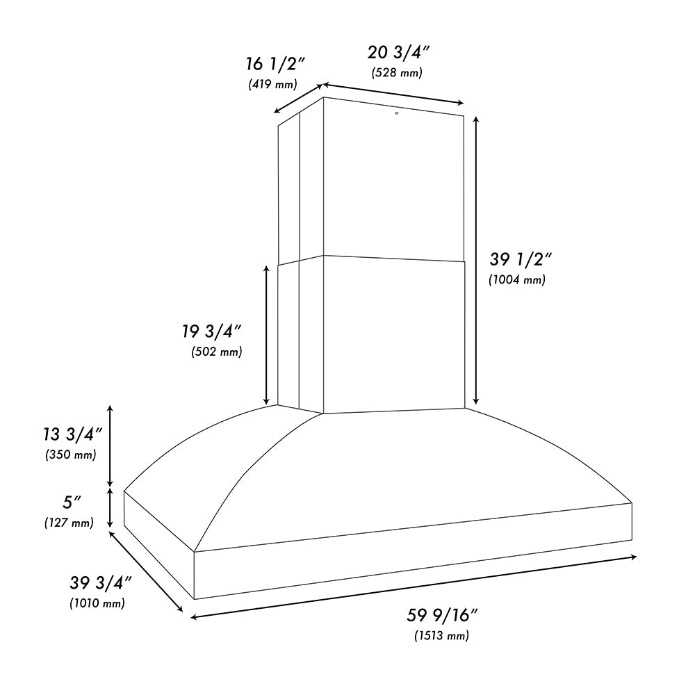 ZLINE 60 in. Island Mount Outdoor Grill Hood, 2000 CFM (GOi2-60)