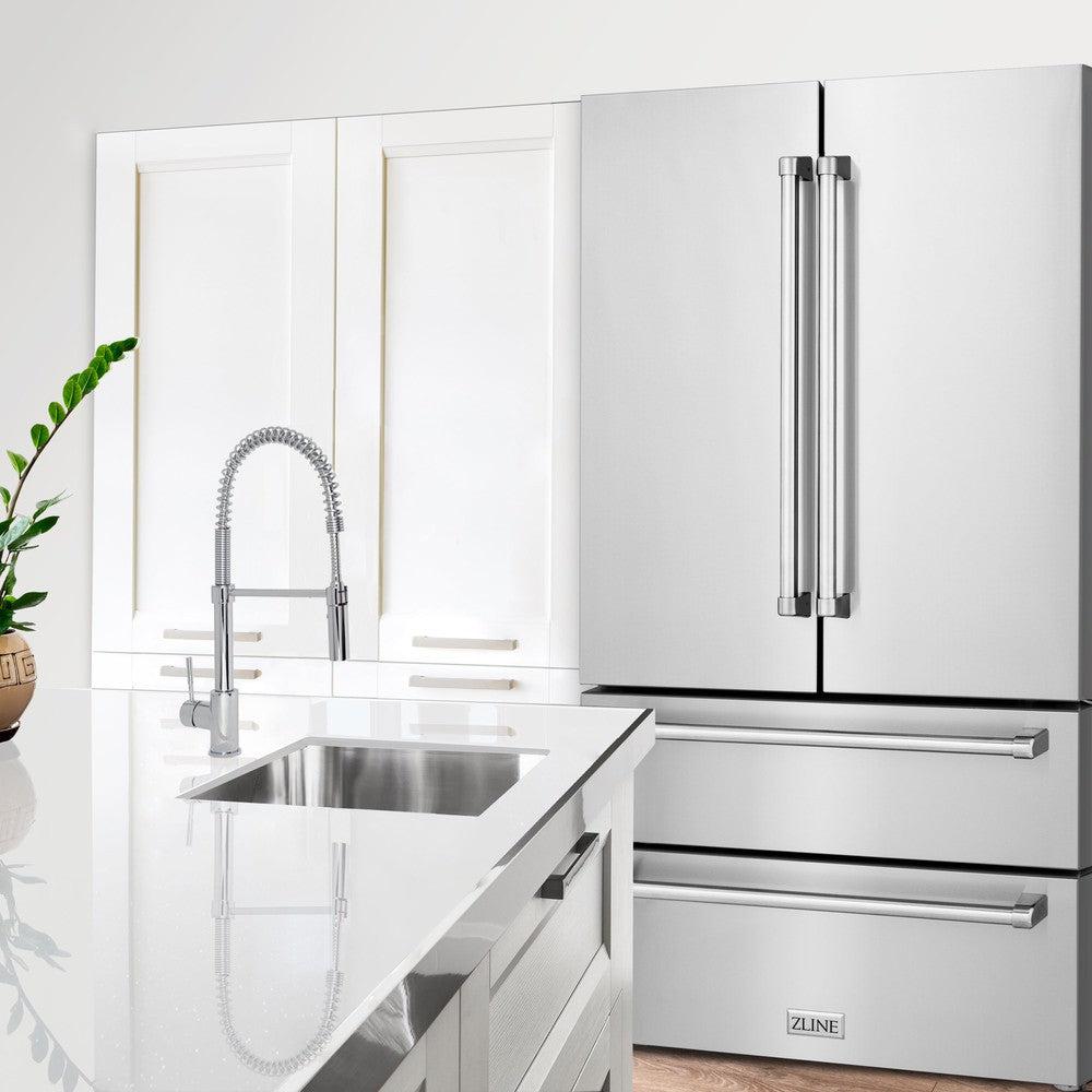ZLINE 36" 4-Door French Door Refrigerator 22.5 Cu. Ft Capacity Ice Maker Fingerprint Resistant Stainless Steel (RFM-36)