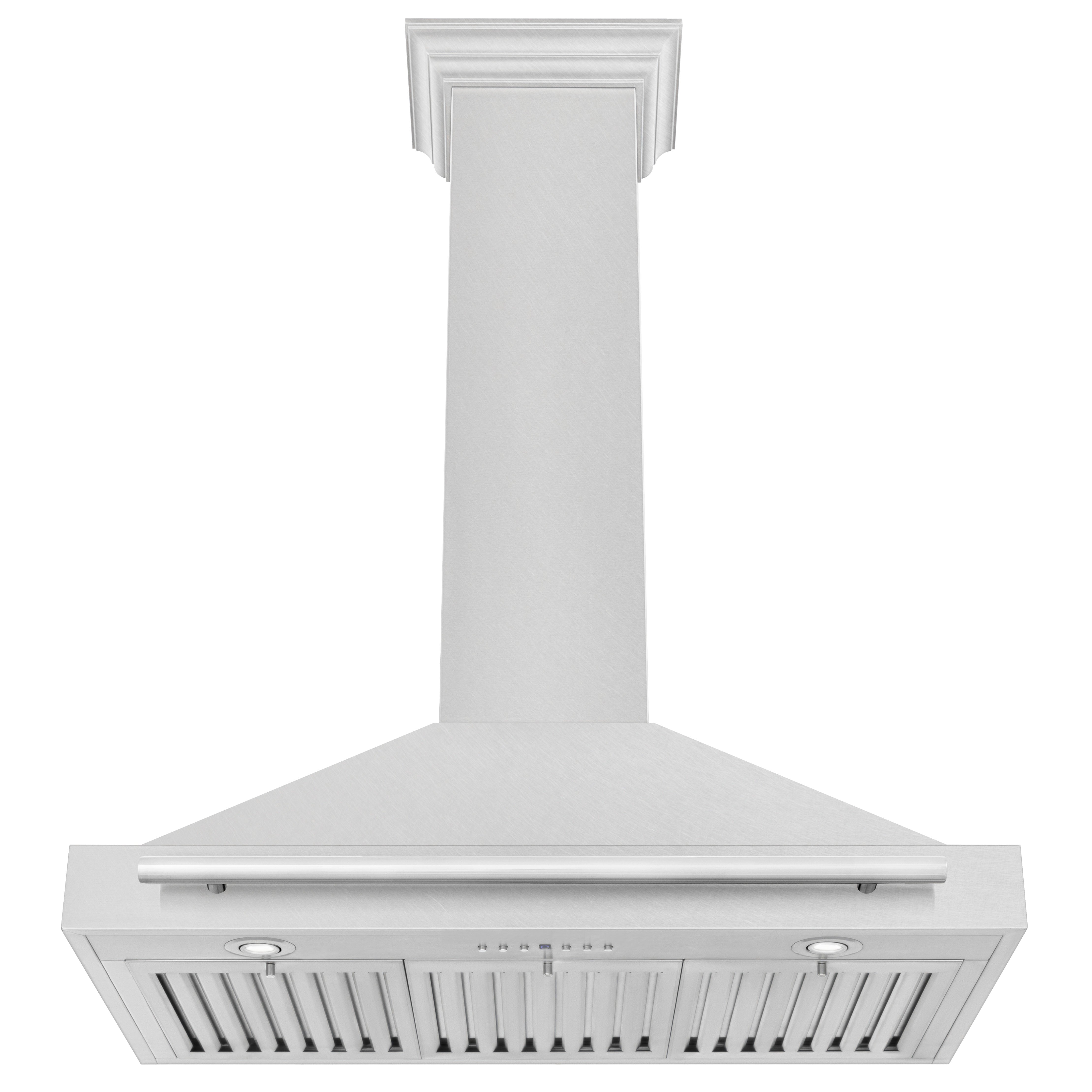 ZLINE 36 Inch Wall Mount Range Hood Convertible Satin Stainless Steel 400 CFM Stainless Steel Handle (KB4SNX-36)