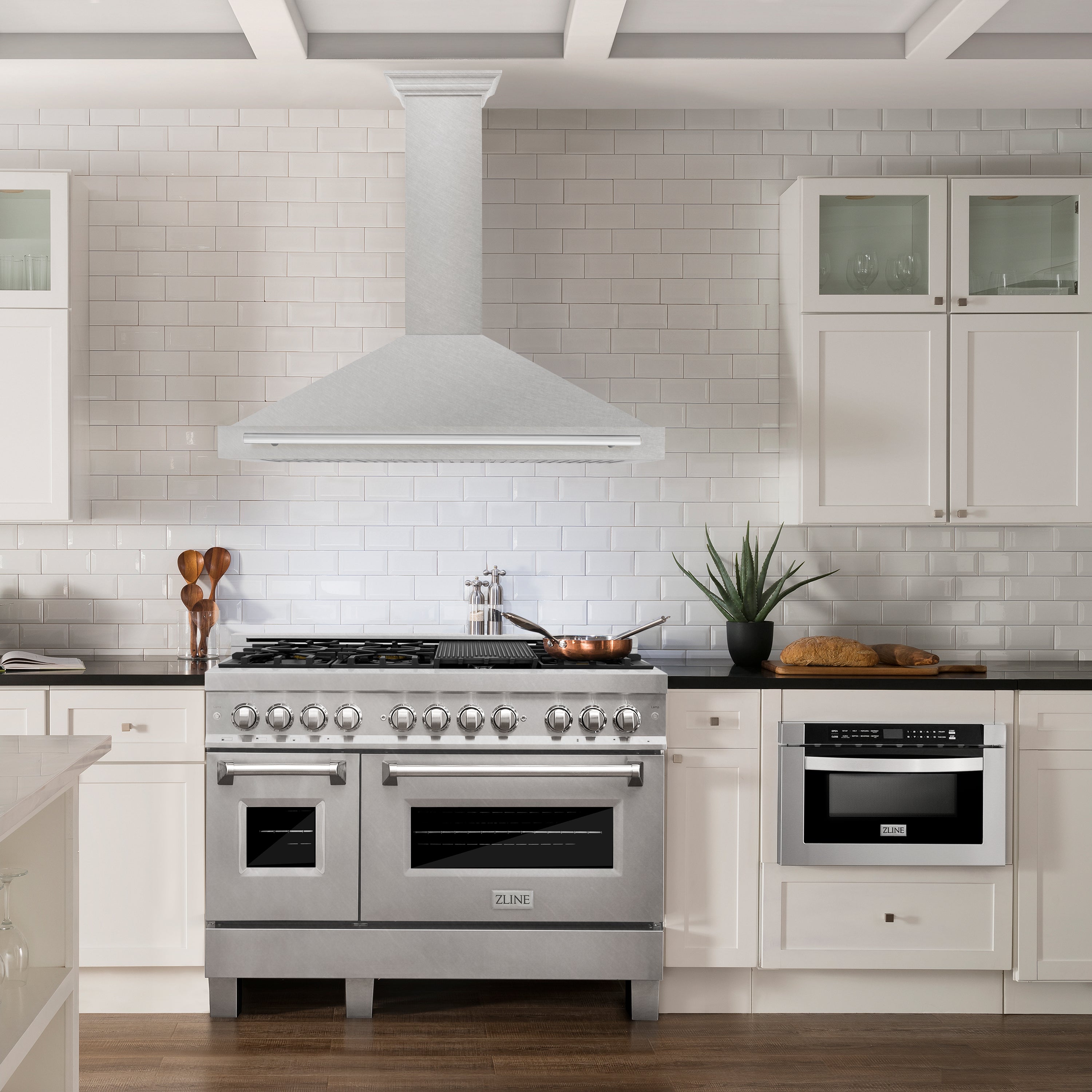 ZLINE 48 Inch Wall Mount Range Hood Convertible Satin Stainless Steel 400 CFM Stainless Steel Handle (KB4SNX-48)