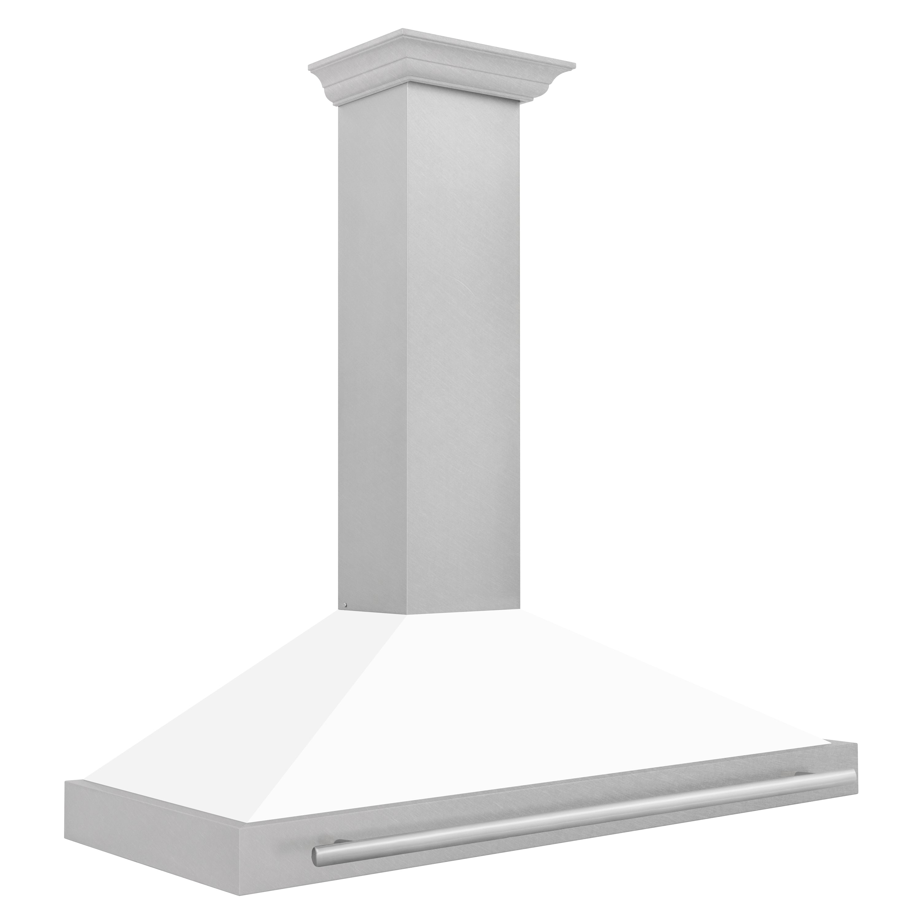ZLINE 48 in. Wall Mount Range Hood Convertible Satin Stainless Steel 400 CFM White Matte Shell Stainless Steel Handle (KB4SNX-WM-48)