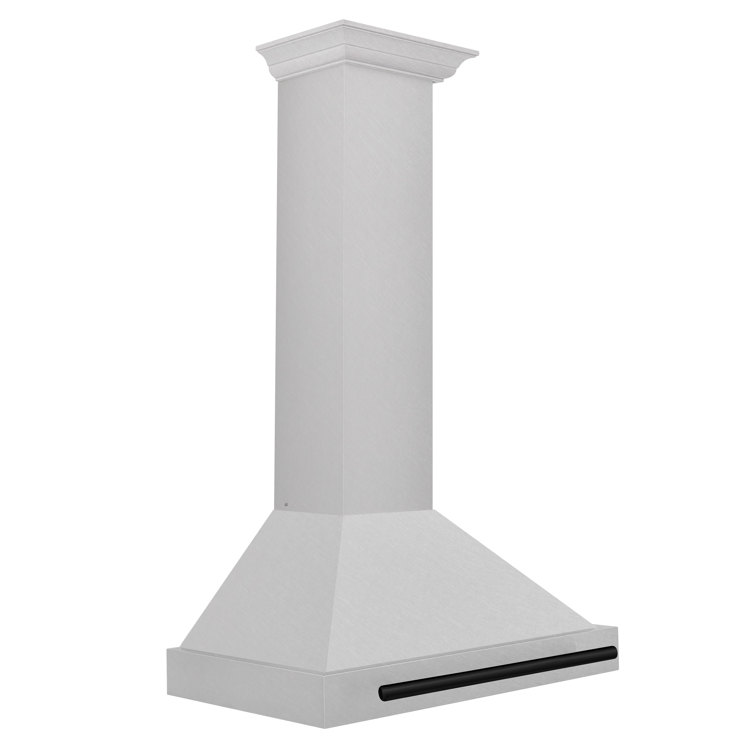 ZLINE 30 in. Wall Mount Range Hood Convertible Satin Stainless Steel Matte Black Handle 400 CFM (KB4SNZ-30-MB)