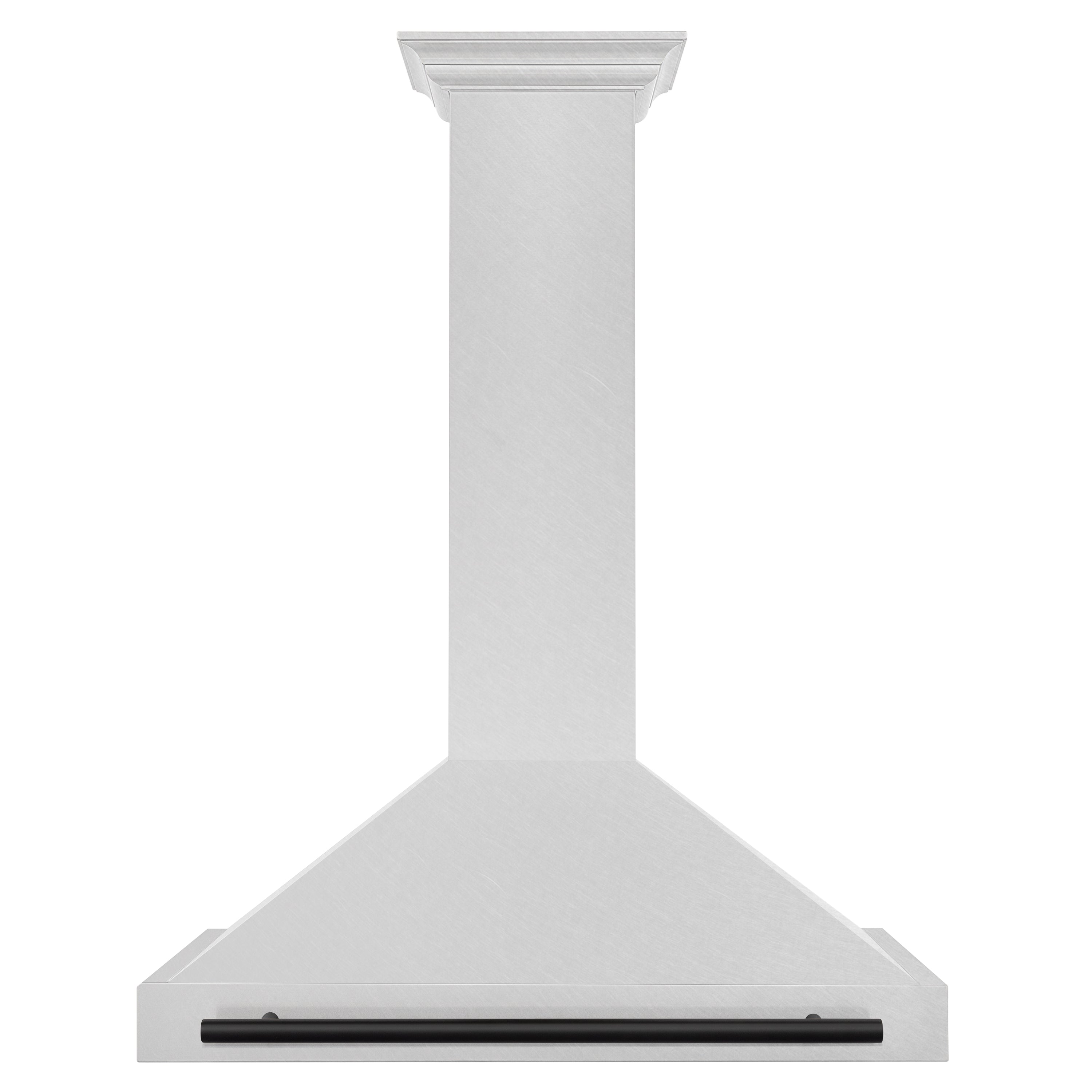 ZLINE 36 Inch Wall Mount Range Hood Convertible Satin Stainless Steel Matte Black Handle KB4SNZ-36-MB