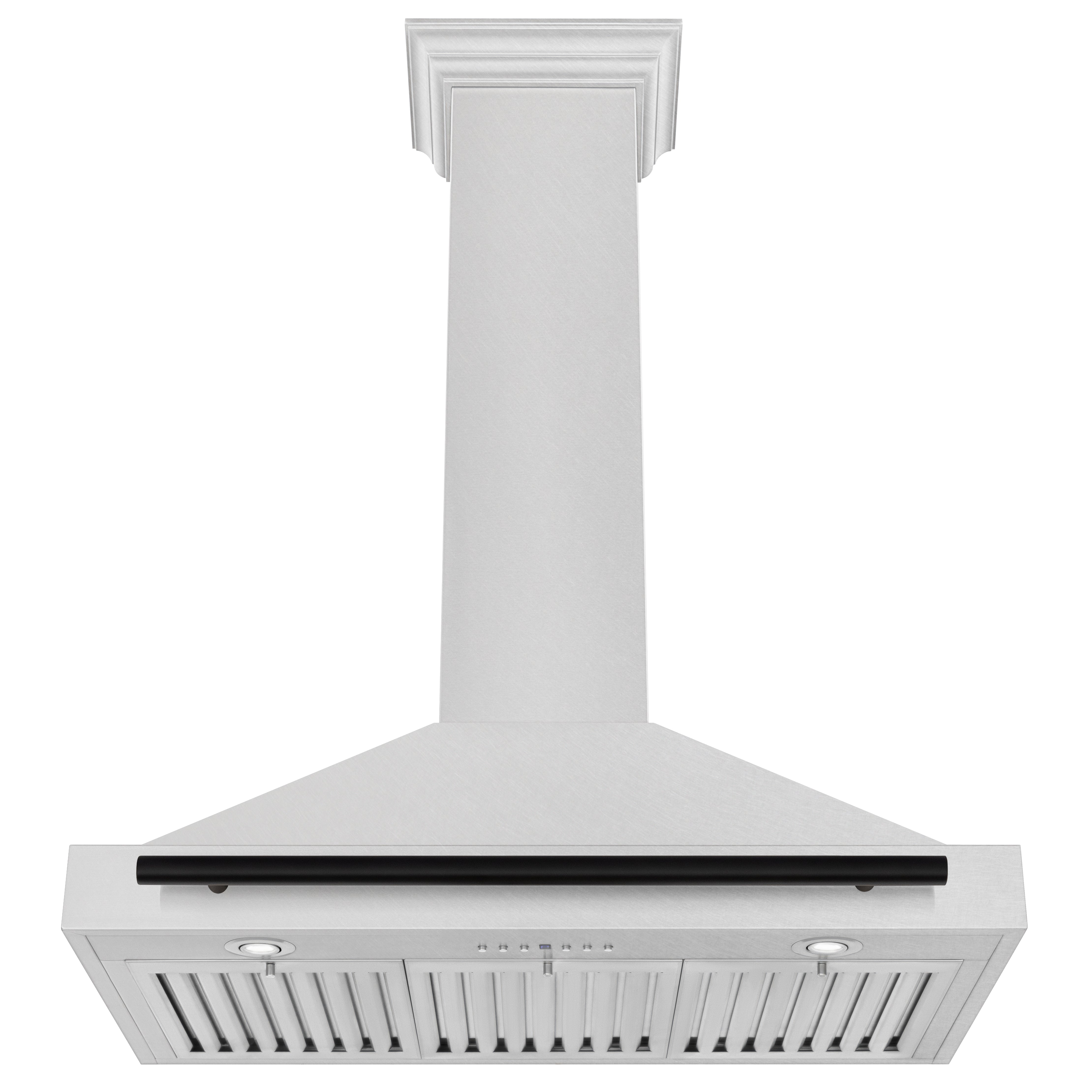 ZLINE 36 Inch Wall Mount Range Hood Convertible Satin Stainless Steel Matte Black Handle KB4SNZ-36-MB