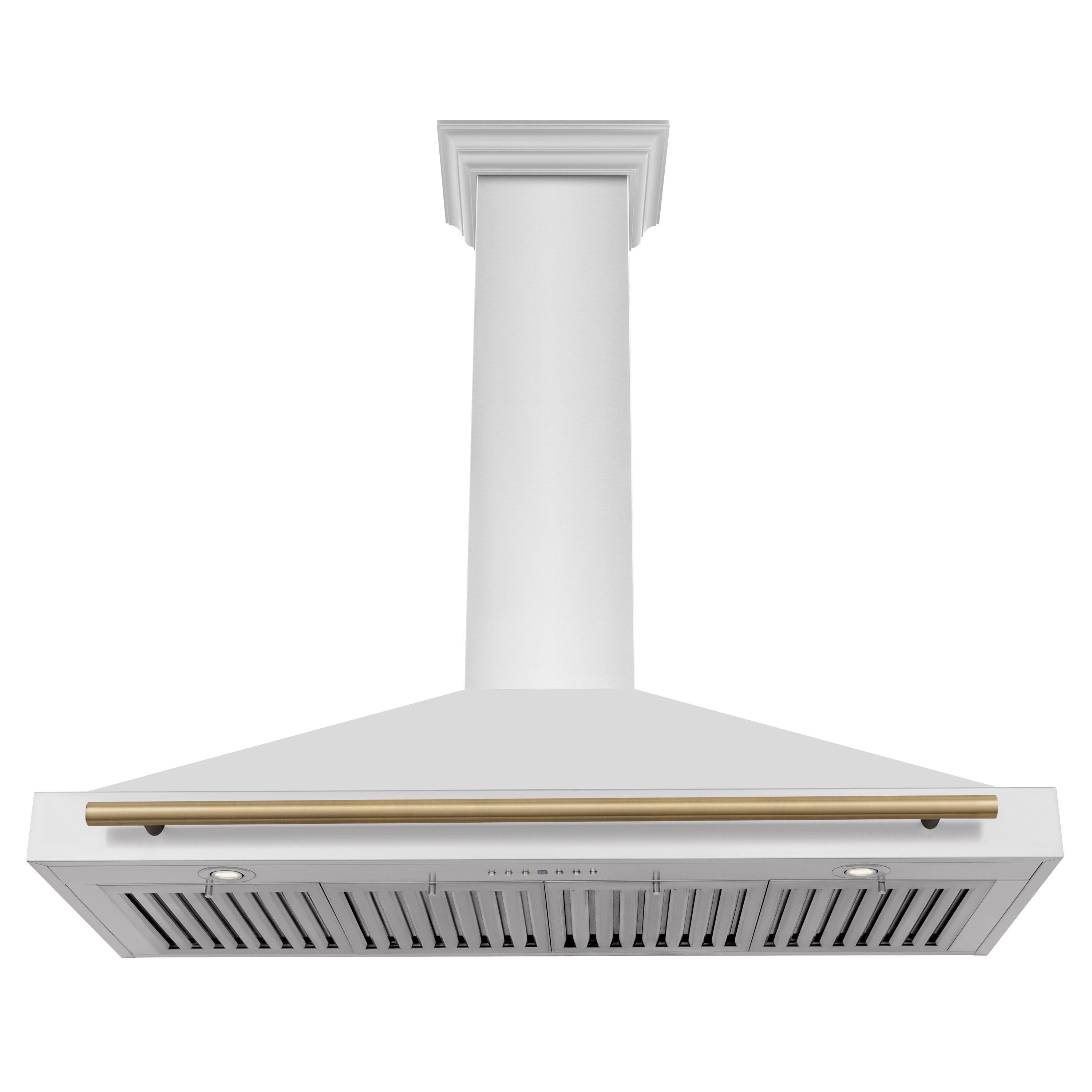 ZLINE 48-Inch Wall Mount Range Hood Stainless Steel Champagne Bronze Handle Autograph Edition (KB4STZ-48-CB)