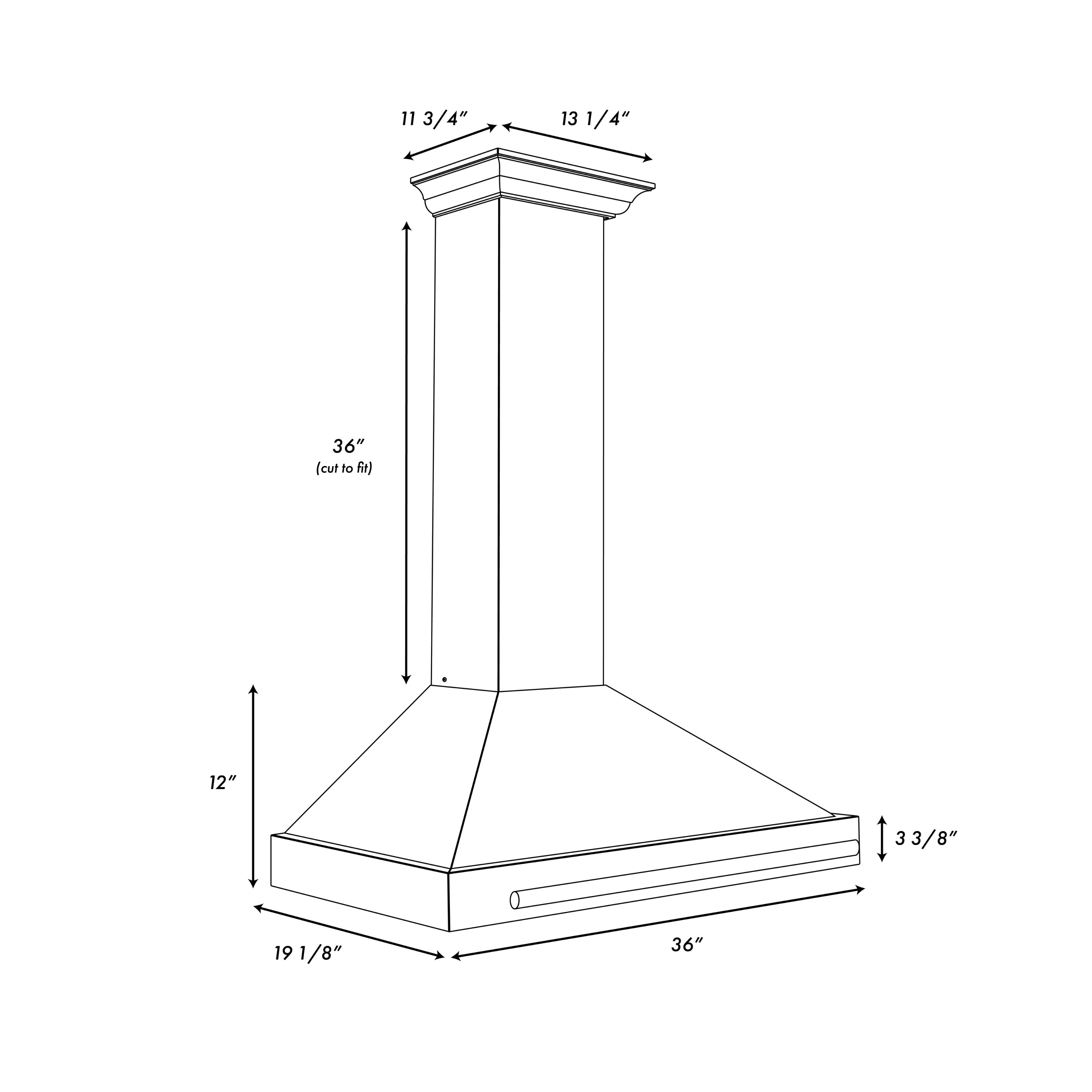 ZLINE 36 in. Wall Mount Range Hood, Convertible, Satin Stainless Steel, Copper Shell, Stainless Steel Handle (KB4SNX-C-36)