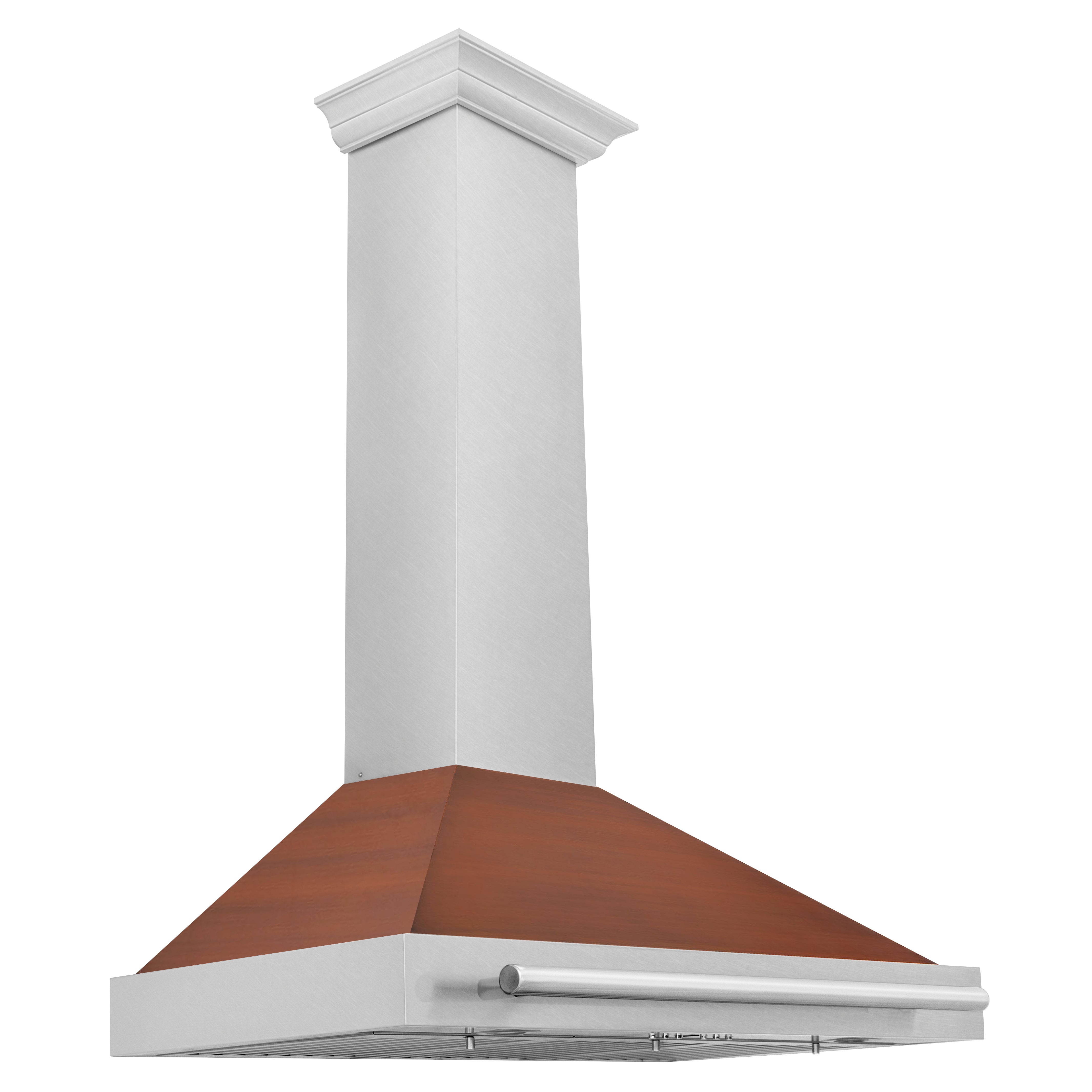 ZLINE 36 in. Wall Mount Range Hood, Convertible, Satin Stainless Steel, Copper Shell, Stainless Steel Handle (KB4SNX-C-36)