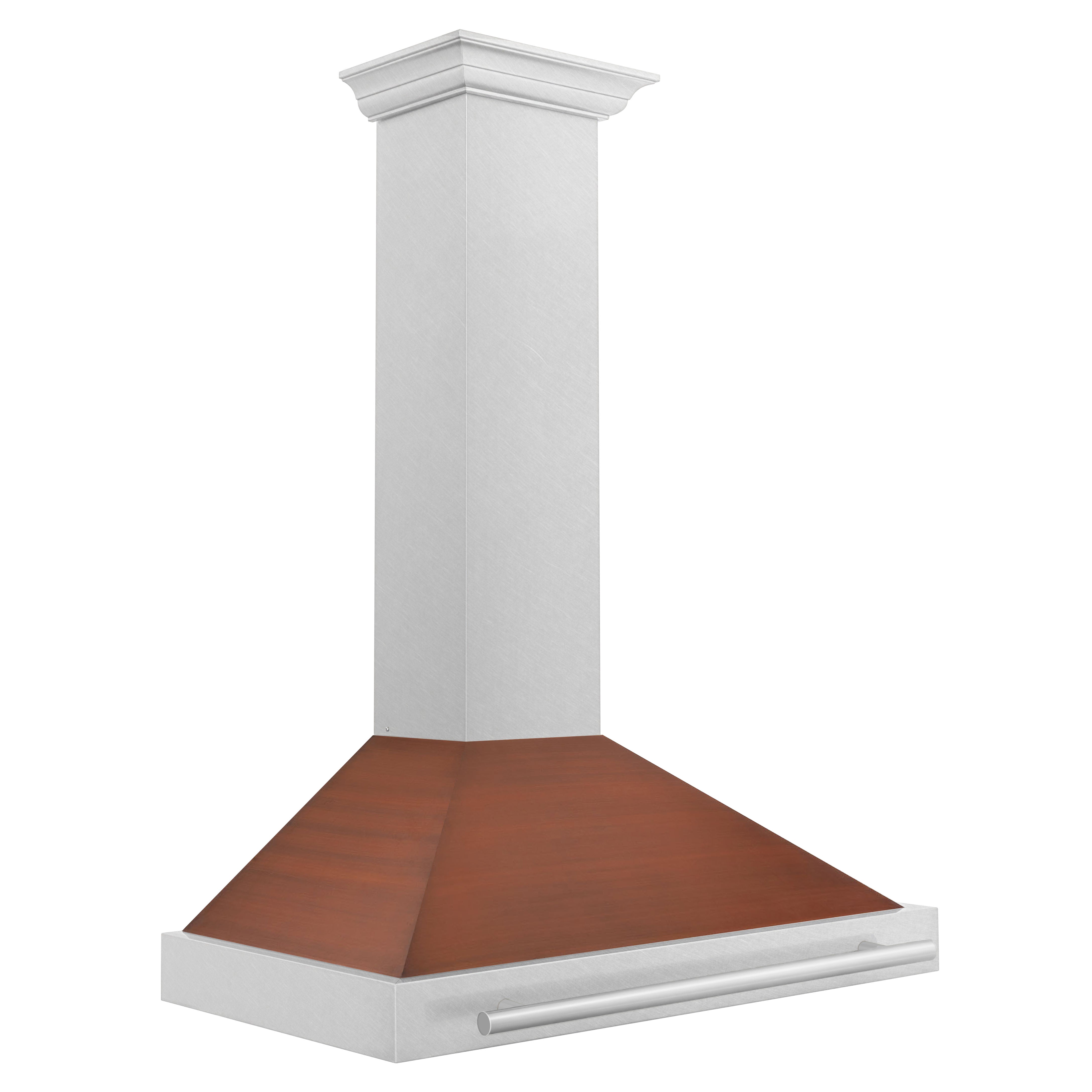 ZLINE 36 in. Wall Mount Range Hood, Convertible, Satin Stainless Steel, Copper Shell, Stainless Steel Handle (KB4SNX-C-36)