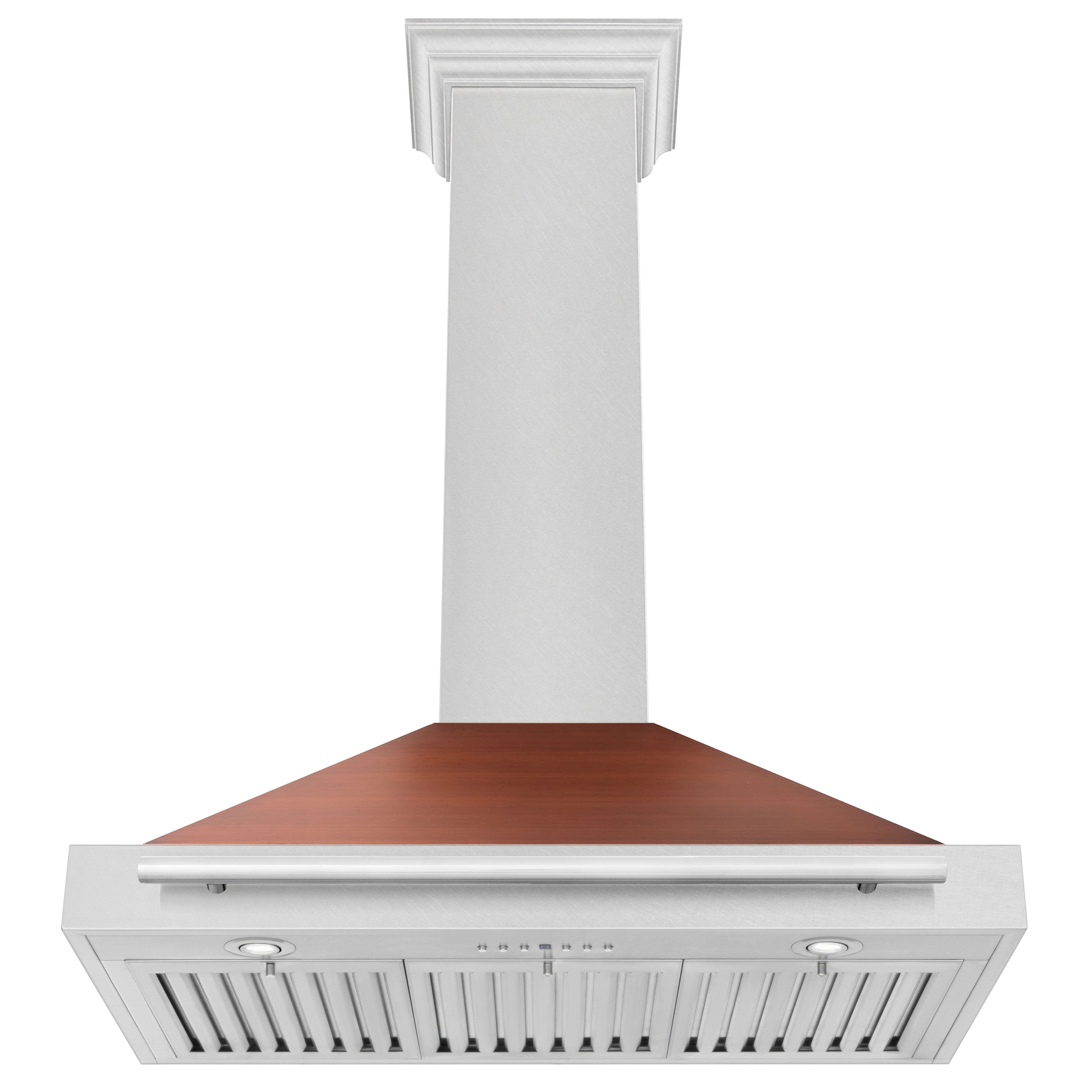 ZLINE 36 in. Wall Mount Range Hood, Convertible, Satin Stainless Steel, Copper Shell, Stainless Steel Handle (KB4SNX-C-36)