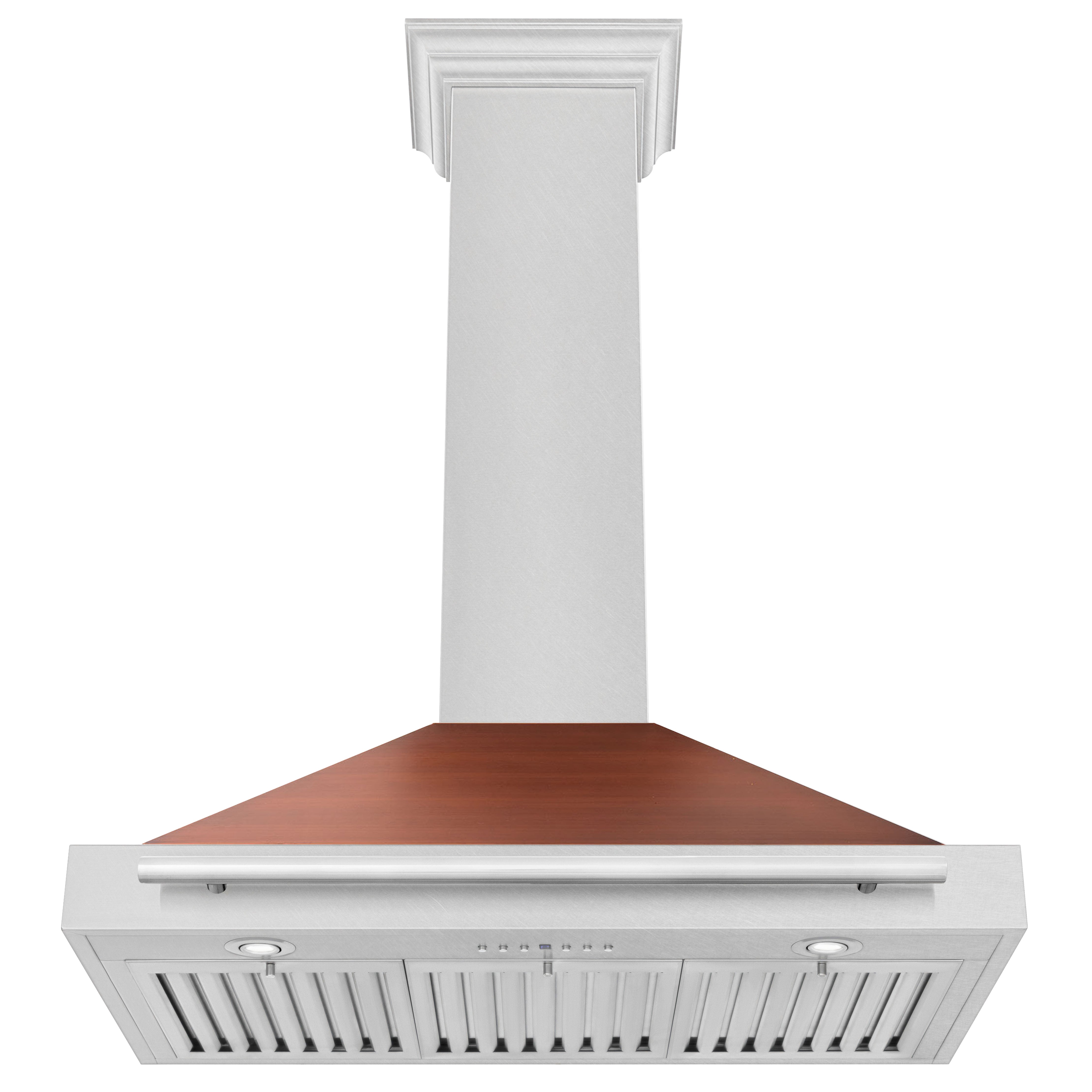 ZLINE 36 in. Wall Mount Range Hood, Convertible, Satin Stainless Steel, Copper Shell, Stainless Steel Handle (KB4SNX-C-36)
