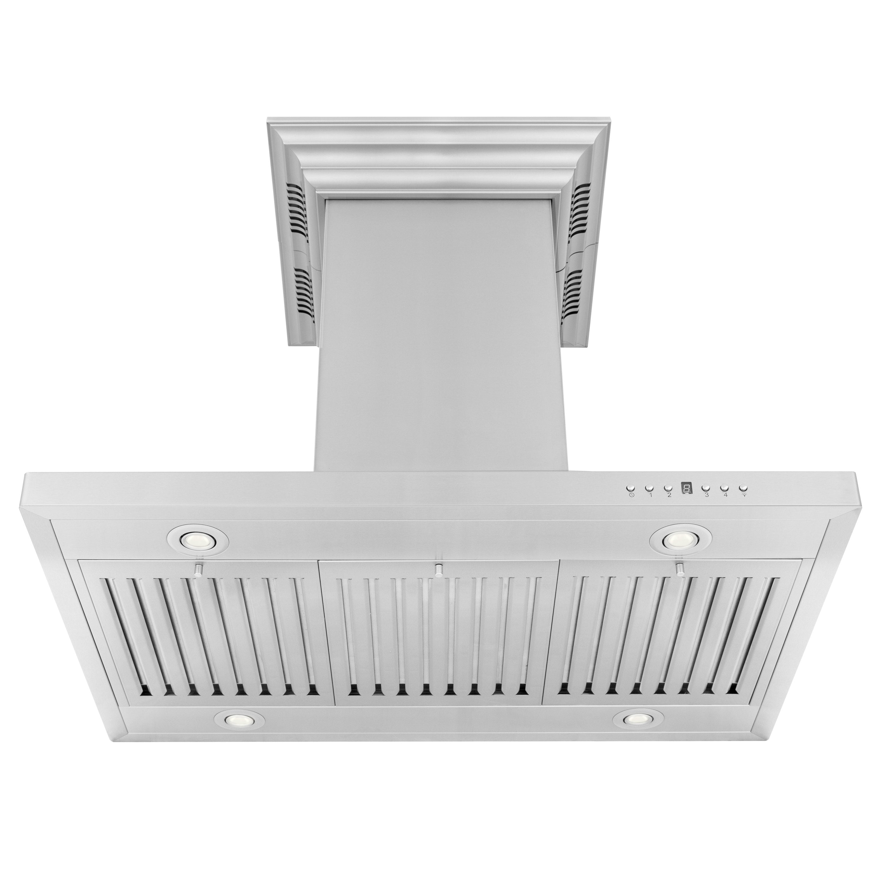 ZLINE 36 in. Island Mount Range Hood Stainless Steel 400 CFM CrownSound Bluetooth Built-In Speakers (GL2iCRN-BT-36)