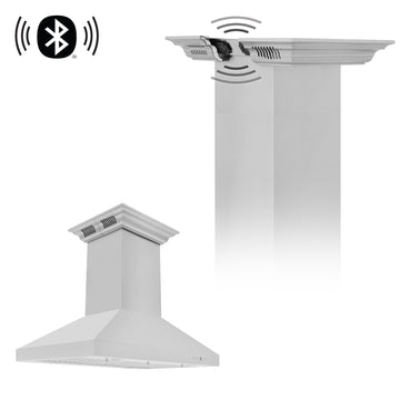 ZLINE 36" Island Mount Range Hood 400 CFM Stainless Steel CrownSound Bluetooth Speakers (KL3iCRN-BT-36)