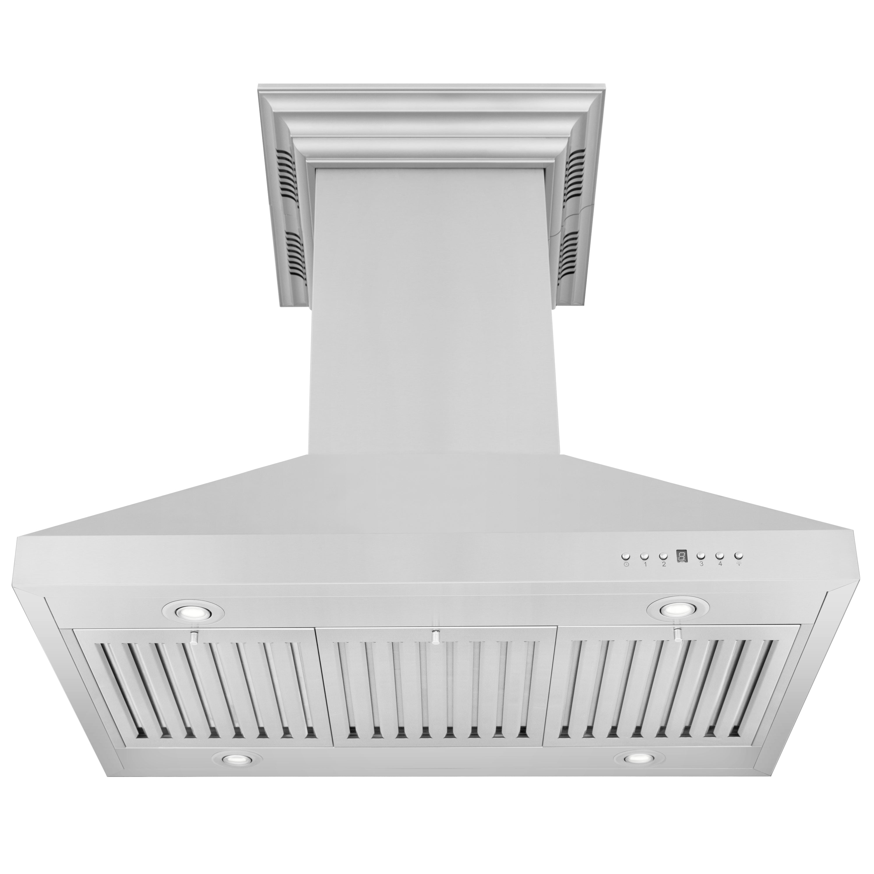 ZLINE 36" Island Mount Range Hood 400 CFM Stainless Steel CrownSound Bluetooth Speakers (KL3iCRN-BT-36)