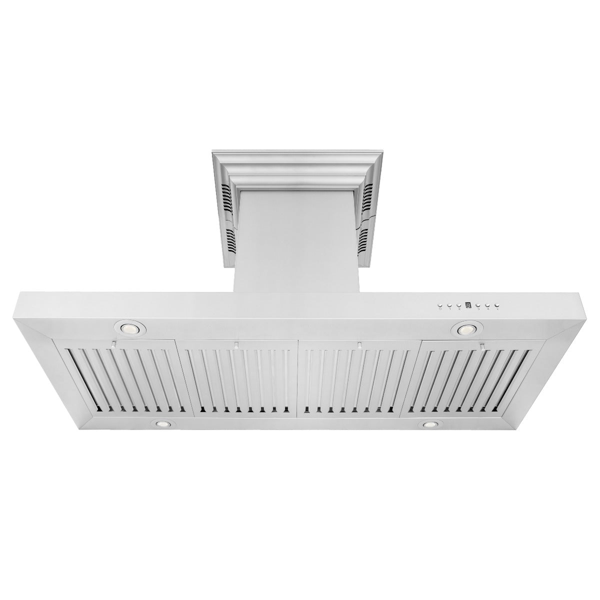 ZLINE 48 in. Island Mount Range Hood 400 CFM Stainless Steel Bluetooth CrownSound Speakers (KE2iCRN-BT-48)