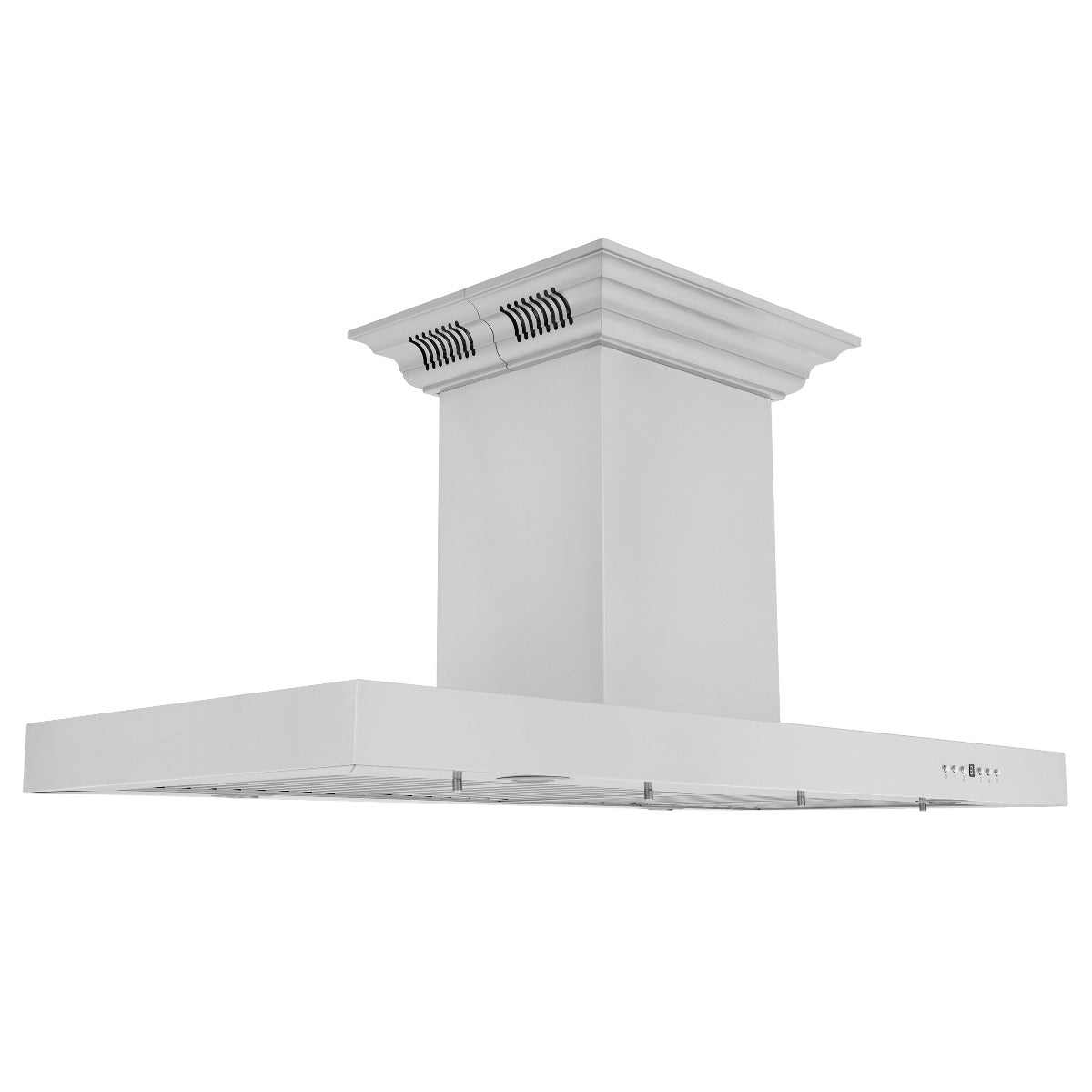 ZLINE 48 in. Island Mount Range Hood 400 CFM Stainless Steel Bluetooth CrownSound Speakers (KE2iCRN-BT-48)