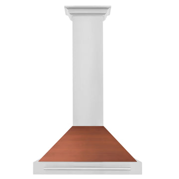 ZLINE 30 in. Wall Mount Range Hood 400 CFM Convertible Stainless Steel with Copper Shell and Stainless Steel Handle (KB4STX-C-30)