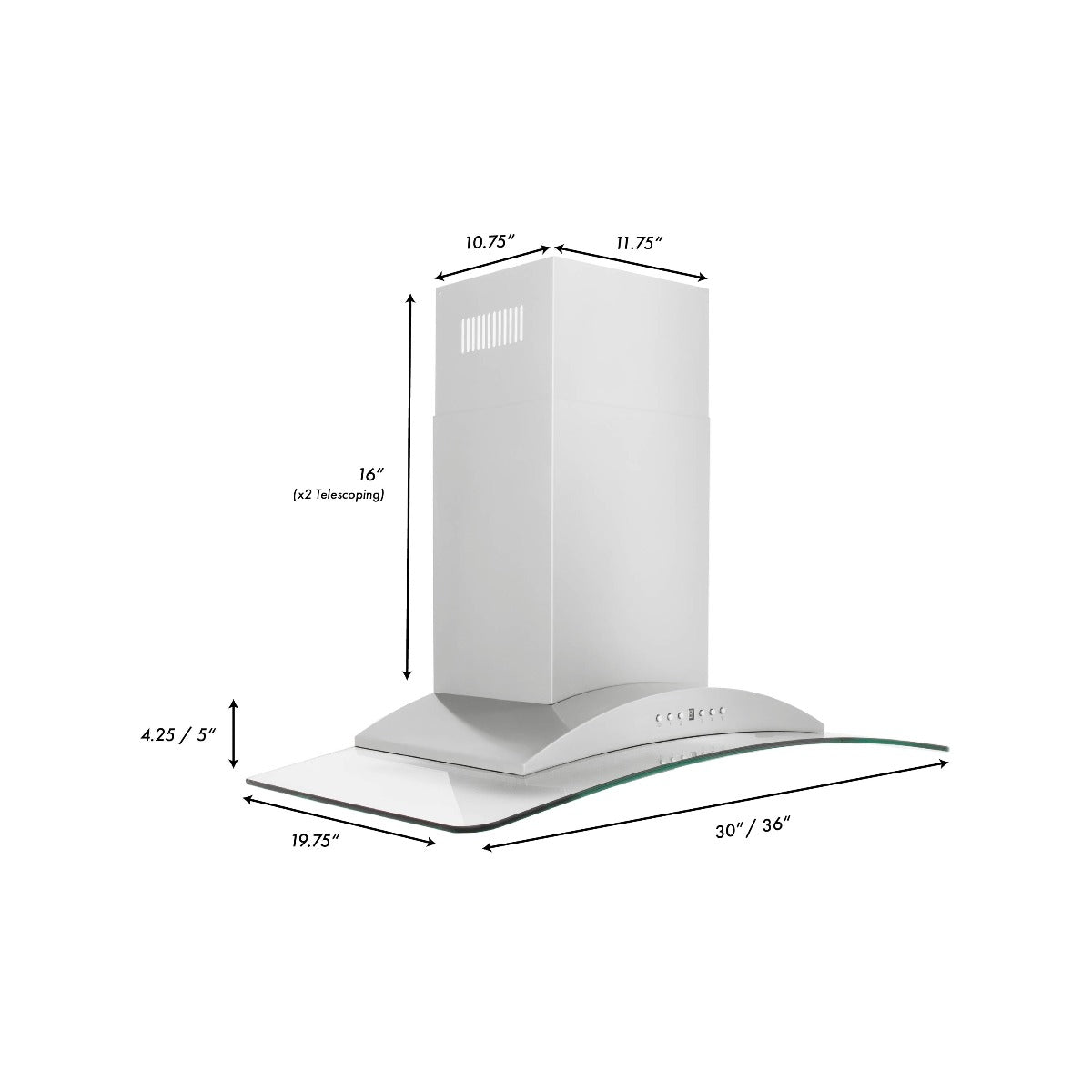 ZLINE 30 Inch Wall Mount Range Hood Convertible Vent Stainless Steel & Glass 400 CFM (KN-30)