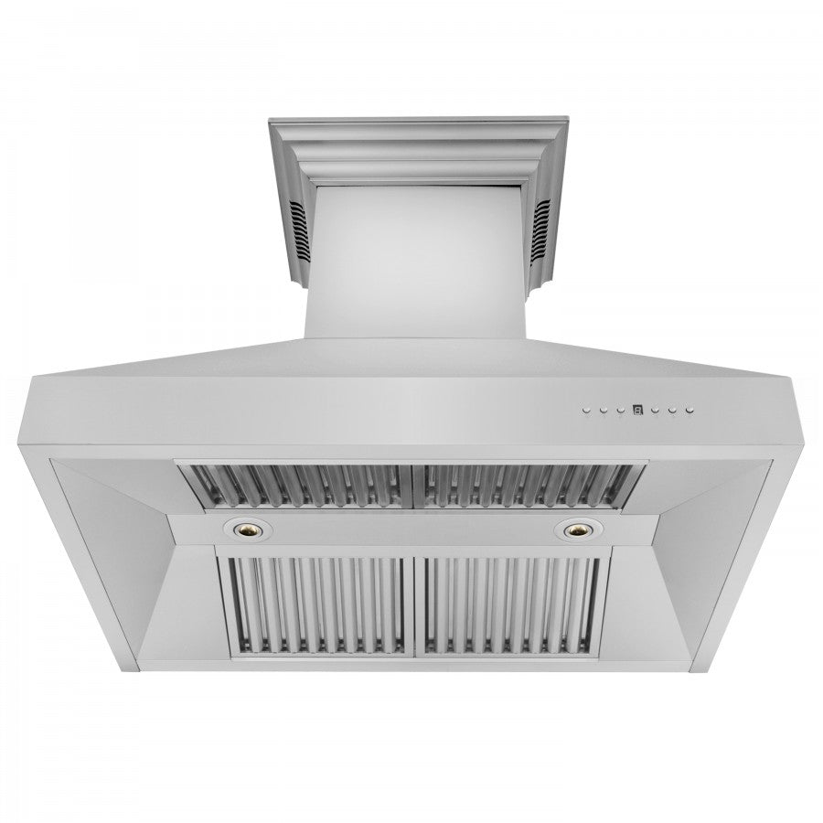 ZLINE 30 in. Wall Mount Range Hood Stainless Steel 400 CFM CrownSound® Bluetooth Speakers (667CRN-BT-30)