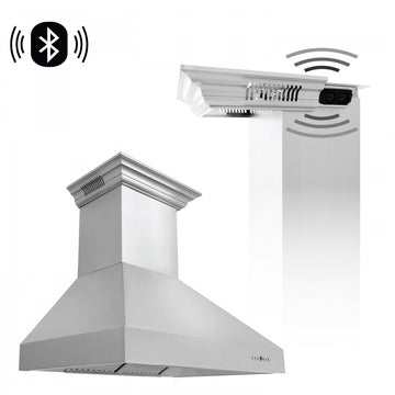ZLINE 30 in. Wall Mount Range Hood Stainless Steel 400 CFM CrownSound® Bluetooth Speakers (667CRN-BT-30)